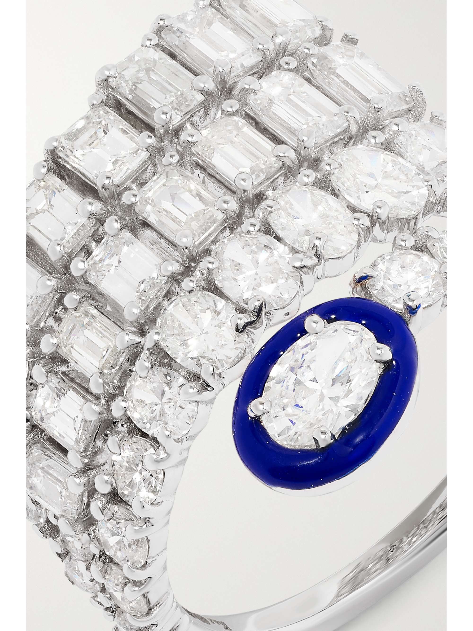 KAMYEN 18-karat white gold, diamond and enamel ring