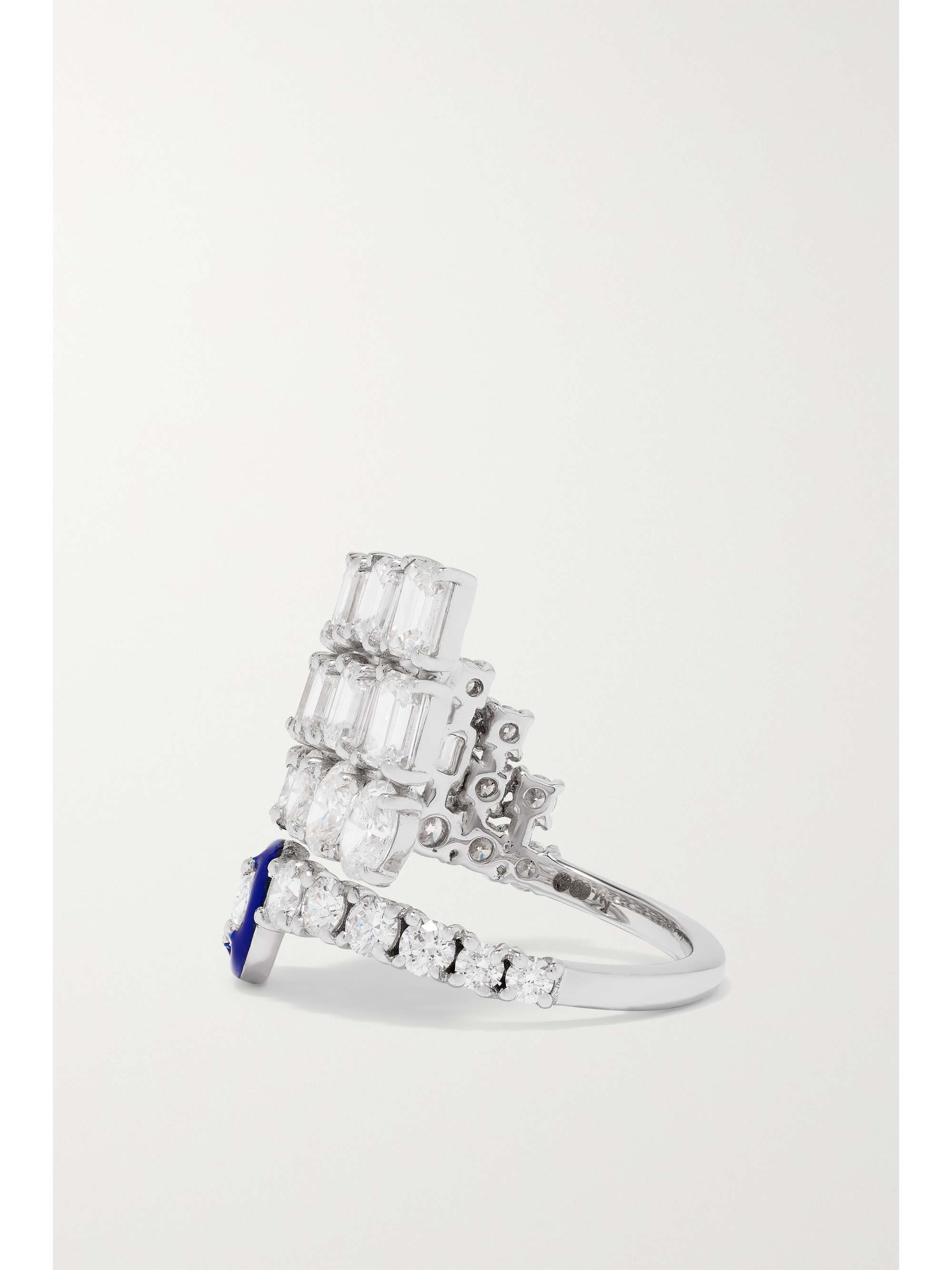 KAMYEN 18-karat white gold, diamond and enamel ring