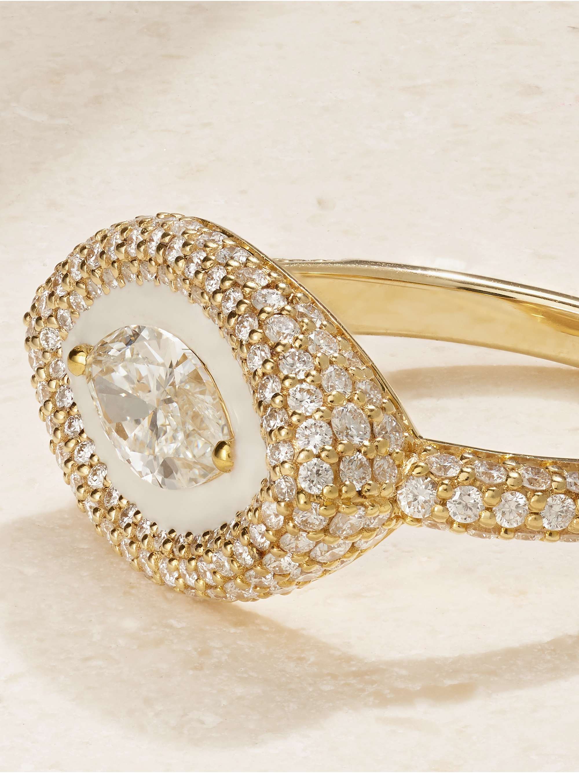 KAMYEN 18-karat gold, diamond and enamel ring
