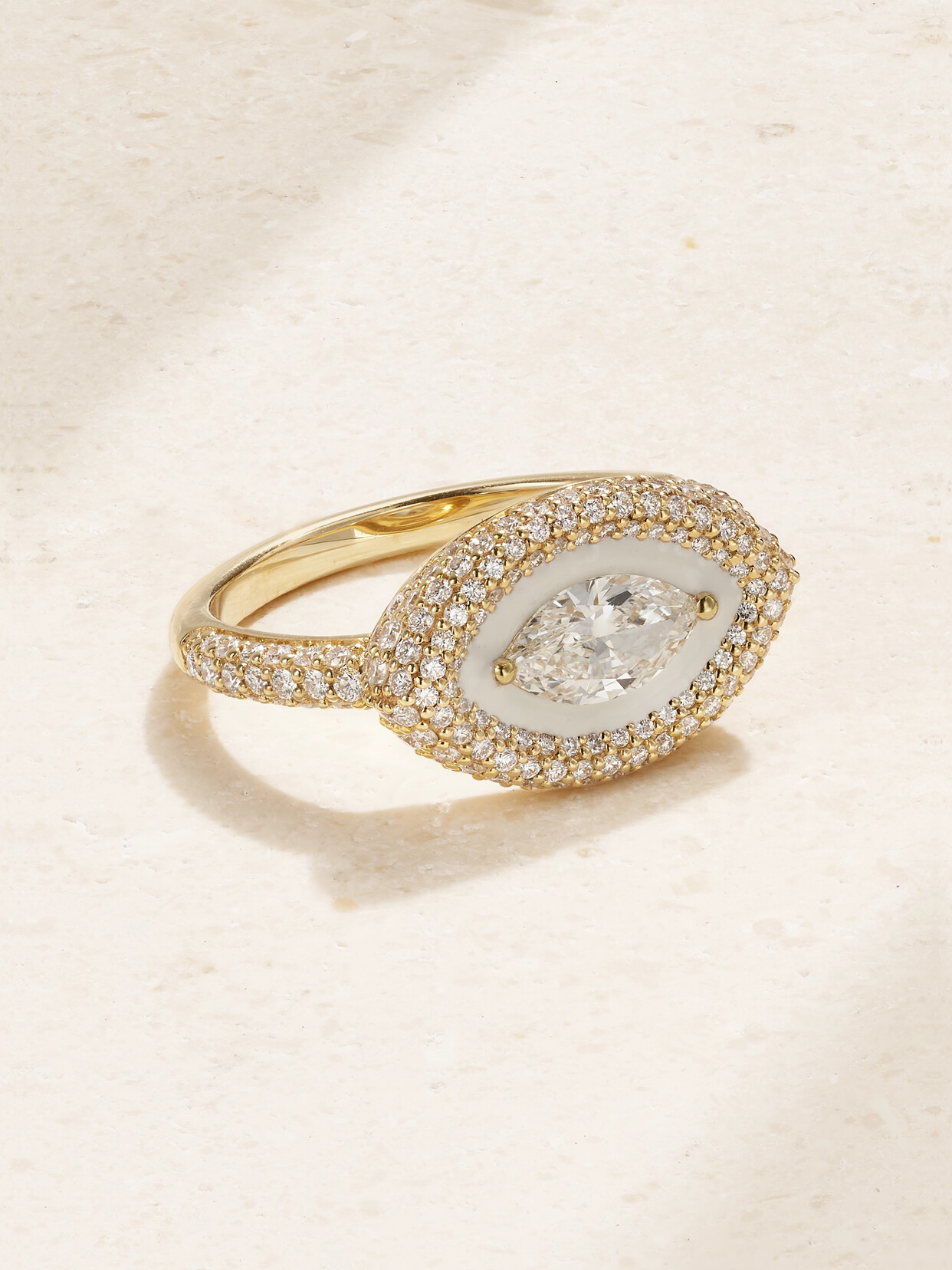 Kamyen 18-karat Gold, Diamond And Enamel Ring