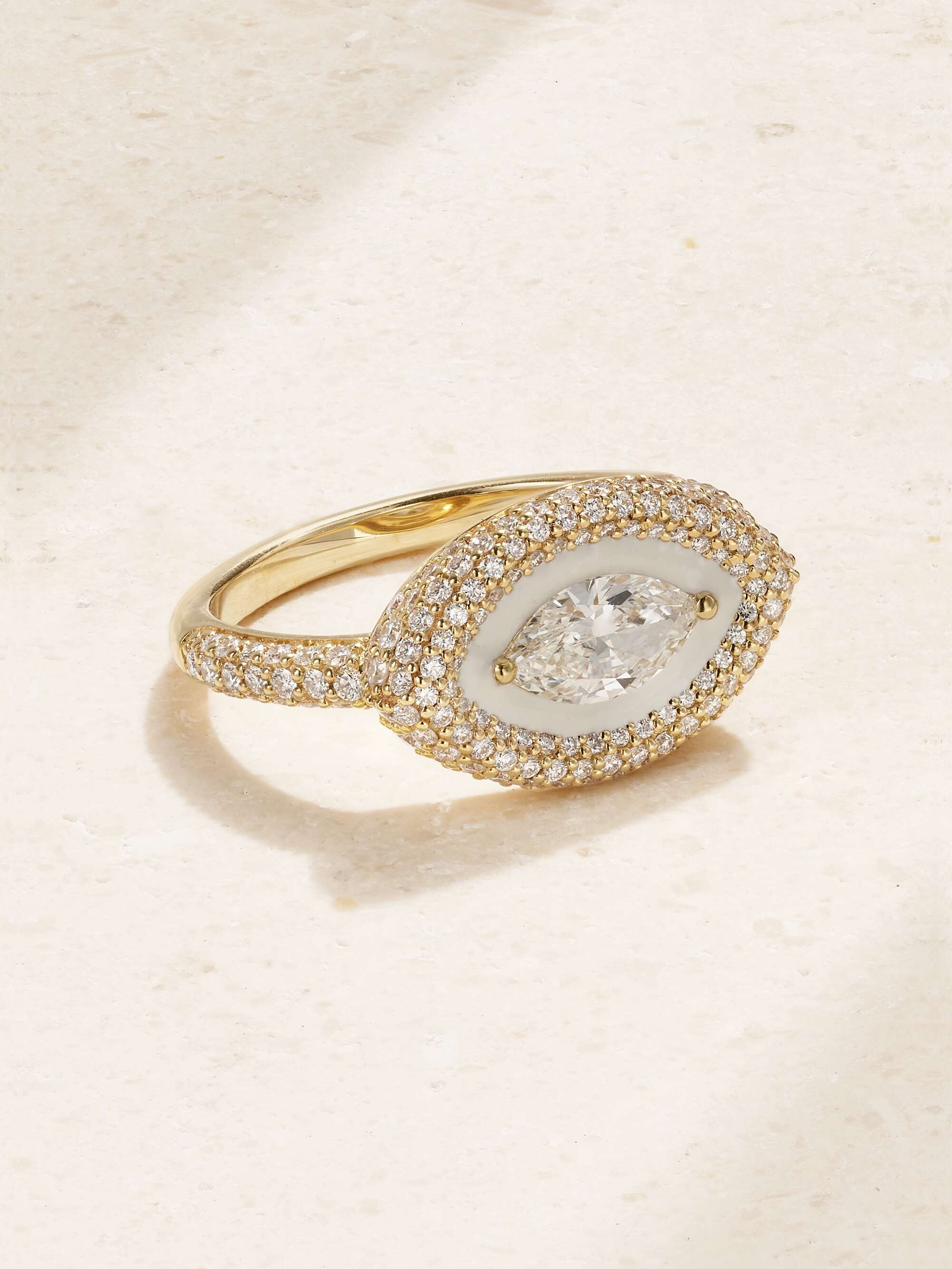 KAMYEN 18-karat gold, diamond and enamel ring