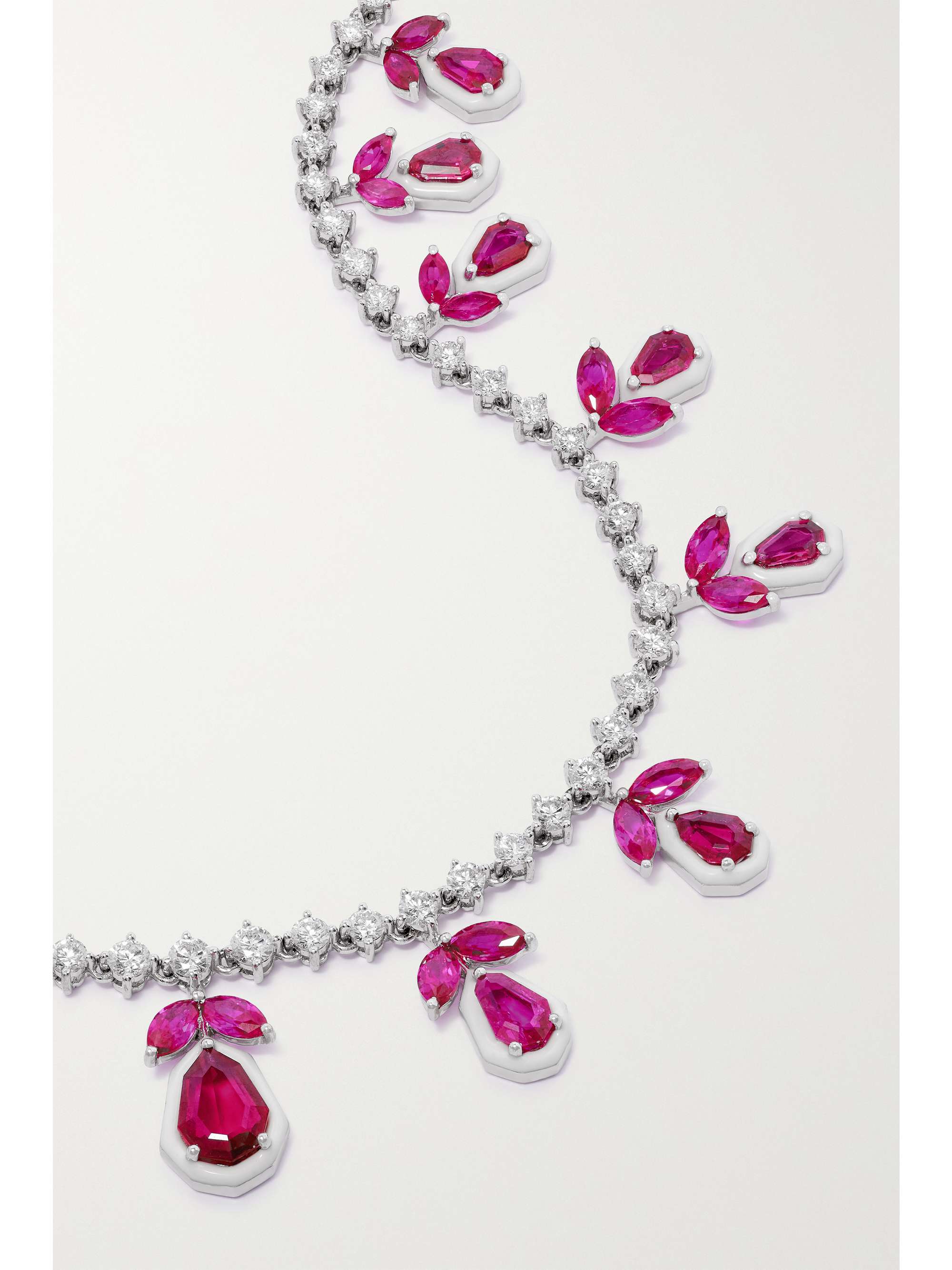KAMYEN 18-karat white gold, enamel, ruby and diamond choker