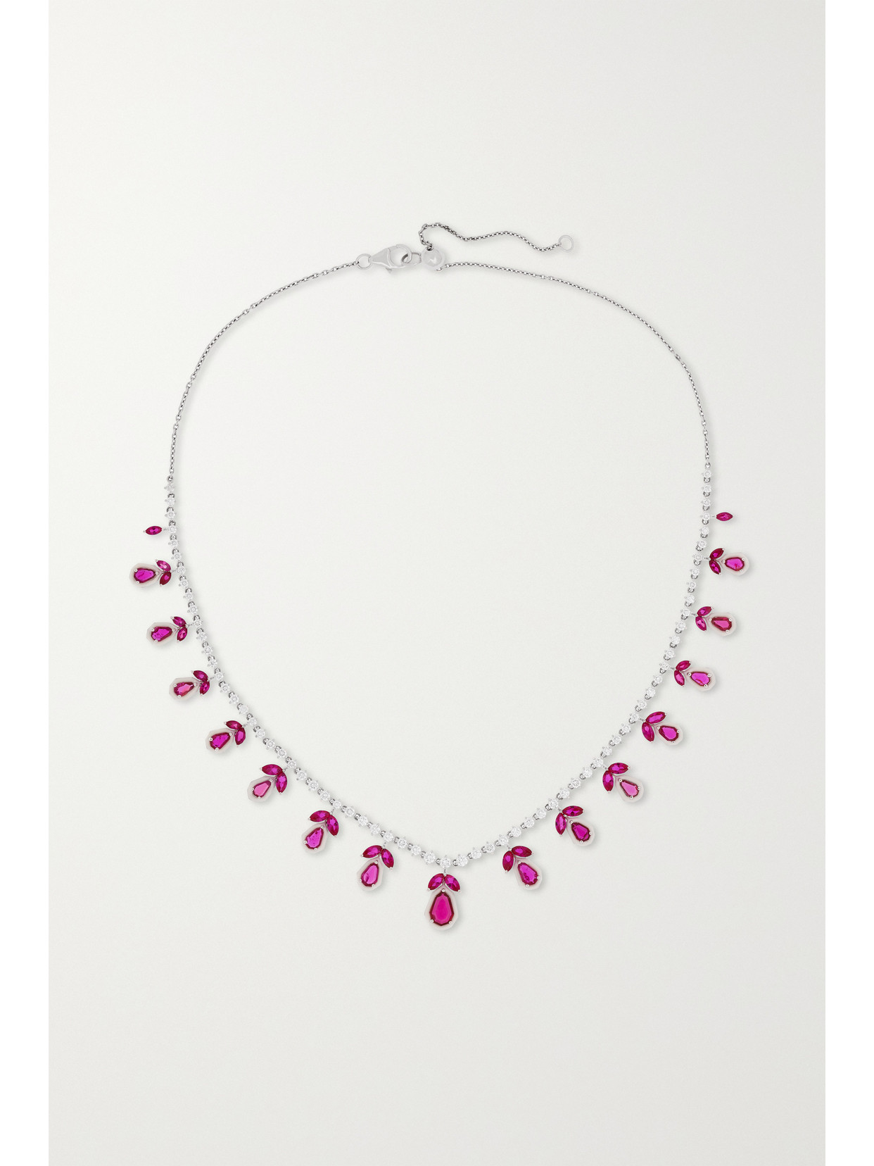 Kamyen - 18-karat White Gold, Enamel, Ruby And Diamond Choker - Pink