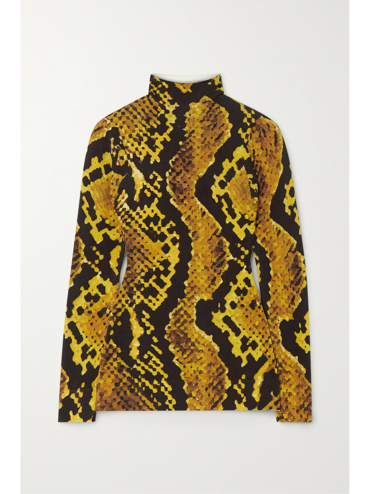 AZ FACTORY + THEBE MAGUGU SNAKE-PRINT STRETCH-KNIT TURTLENECK SWEATER