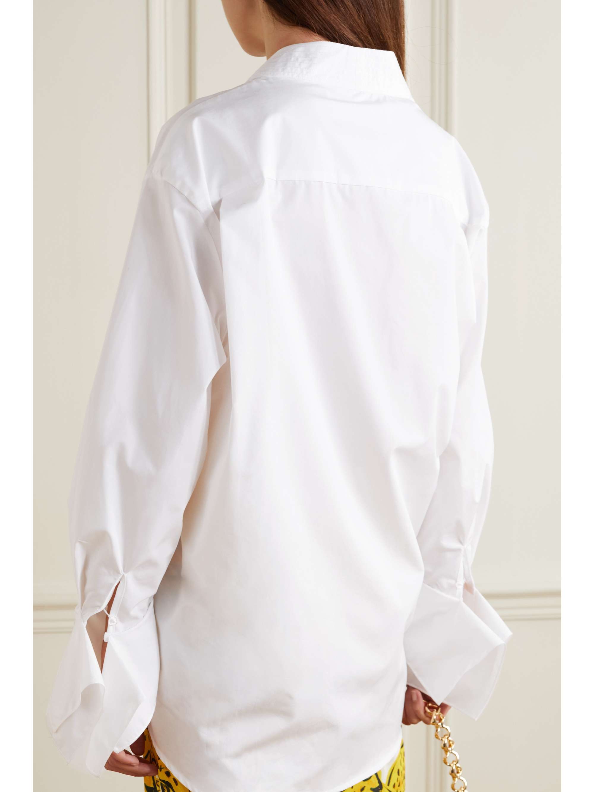 AZ FACTORY + Thebe Magugu Amigos appliquéd cotton-poplin wrap shirt