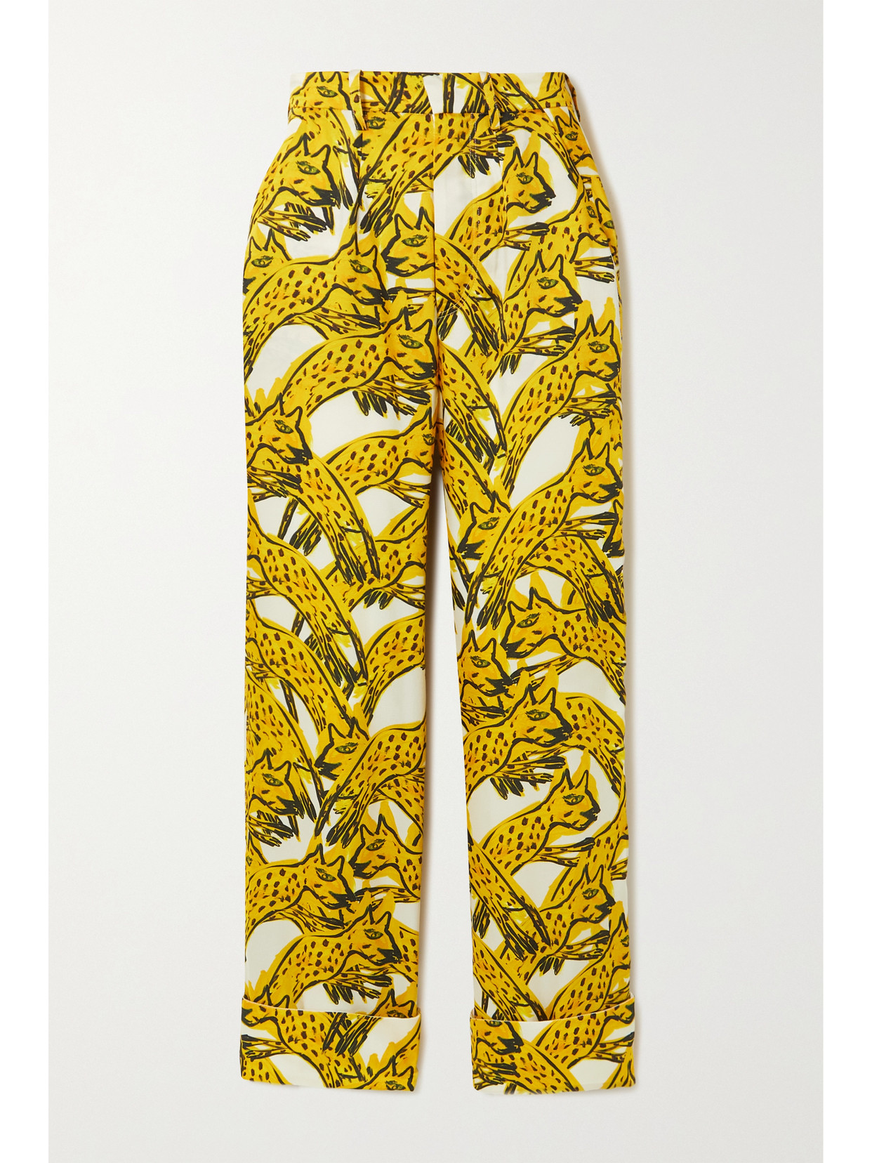 Shop Az Factory Printed Recycled Satin-twill Wide-leg Pants In Yellow