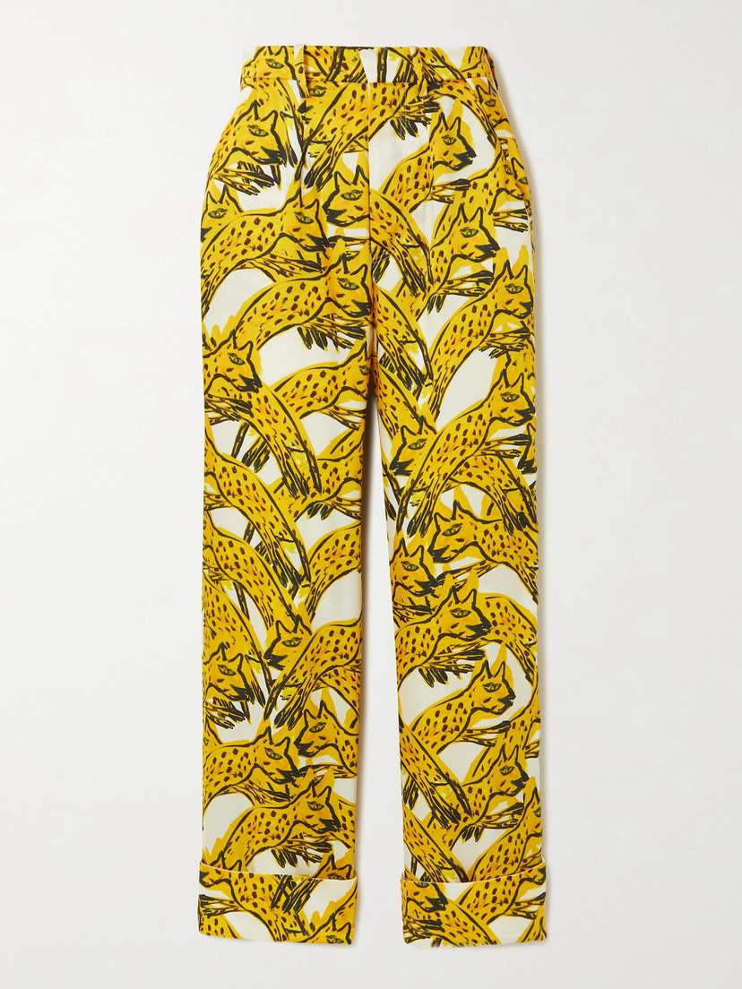 AZ Factory Printed Recycled Satin-twill Wide-leg Pants