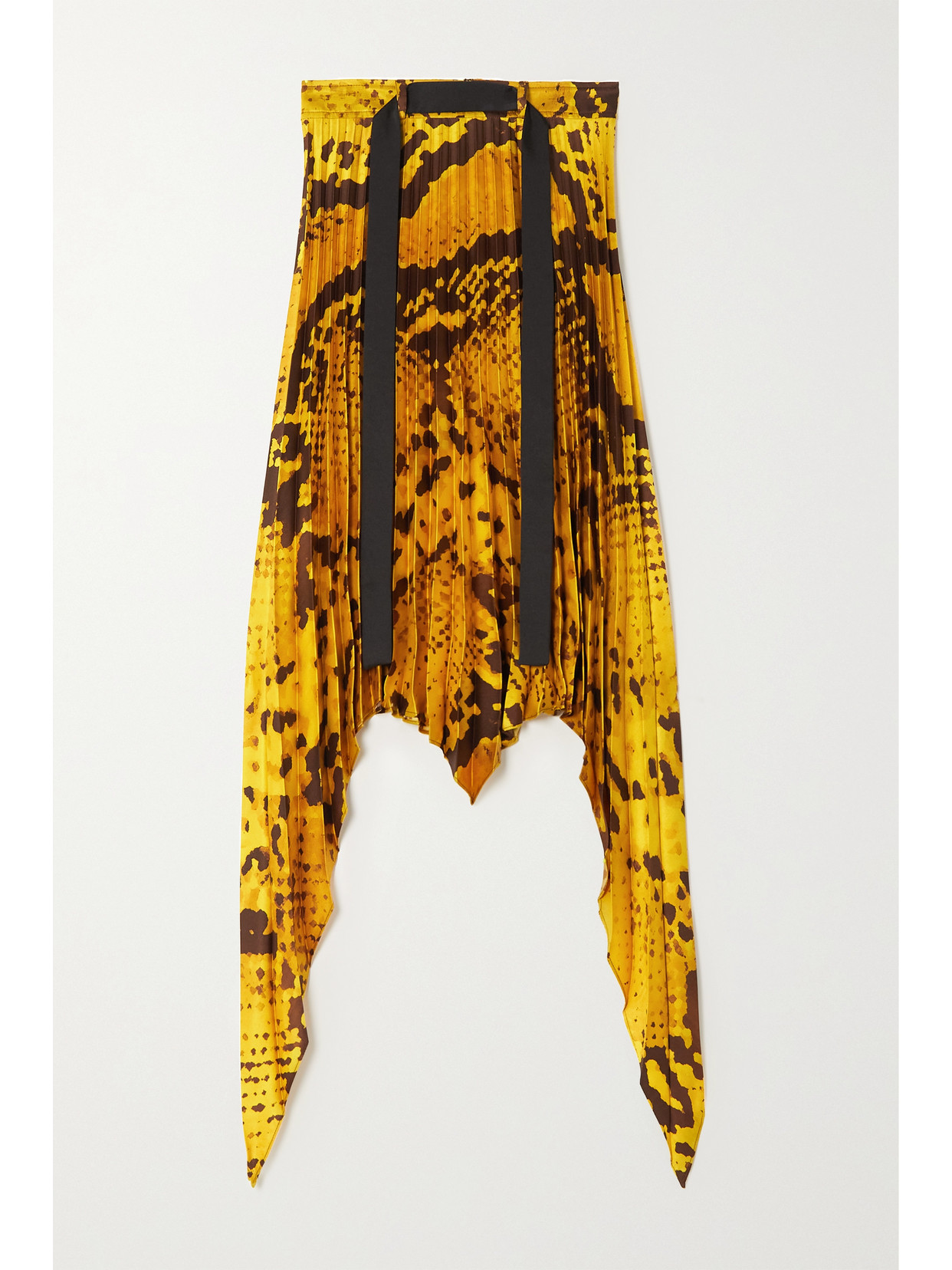 + Thebe Magugu Asymmetric Belted Snake-Print Pleated Recycled Crepe Midi
