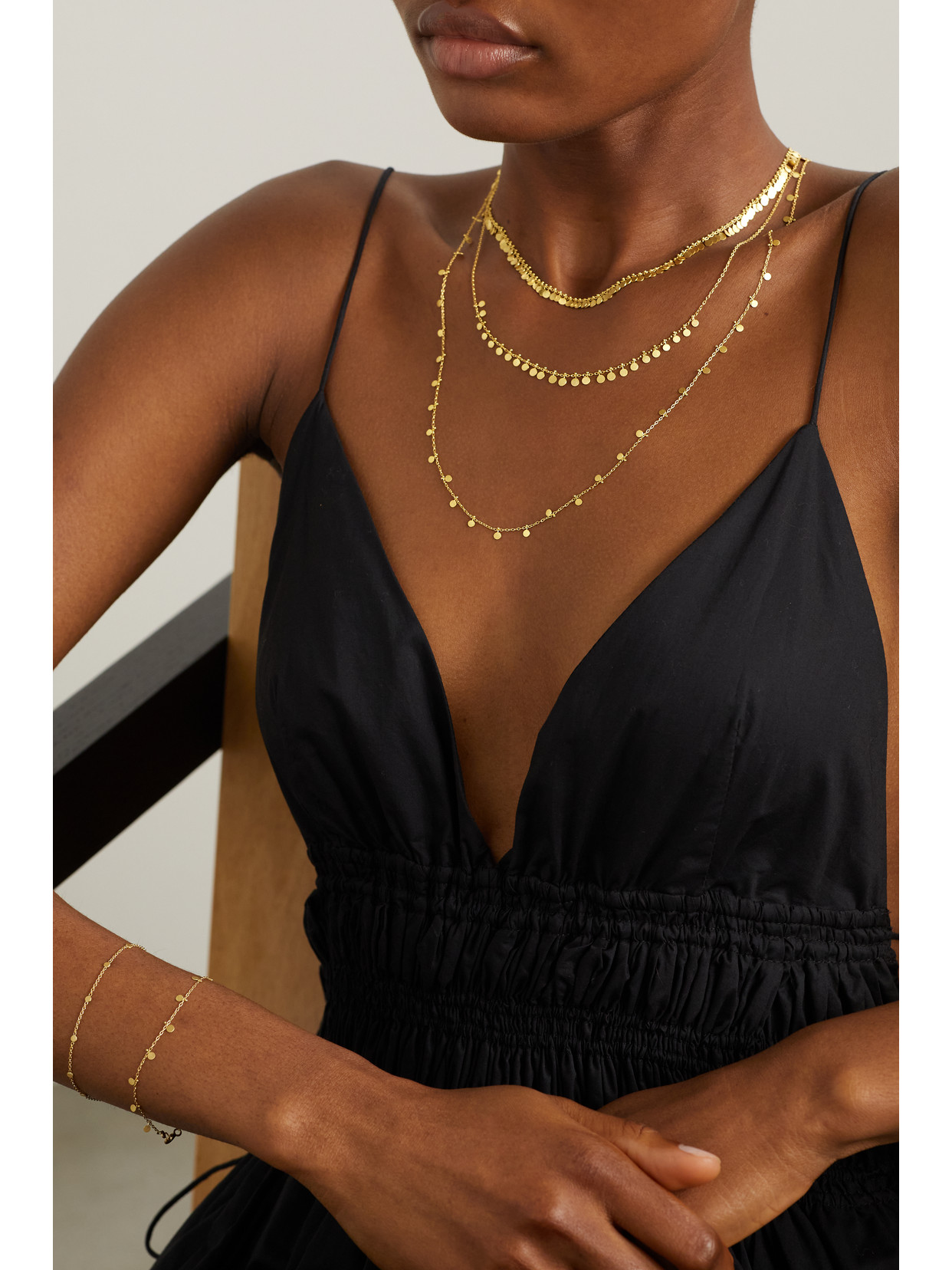 Shop Sia Taylor Long Dots 18-karat Gold Necklace