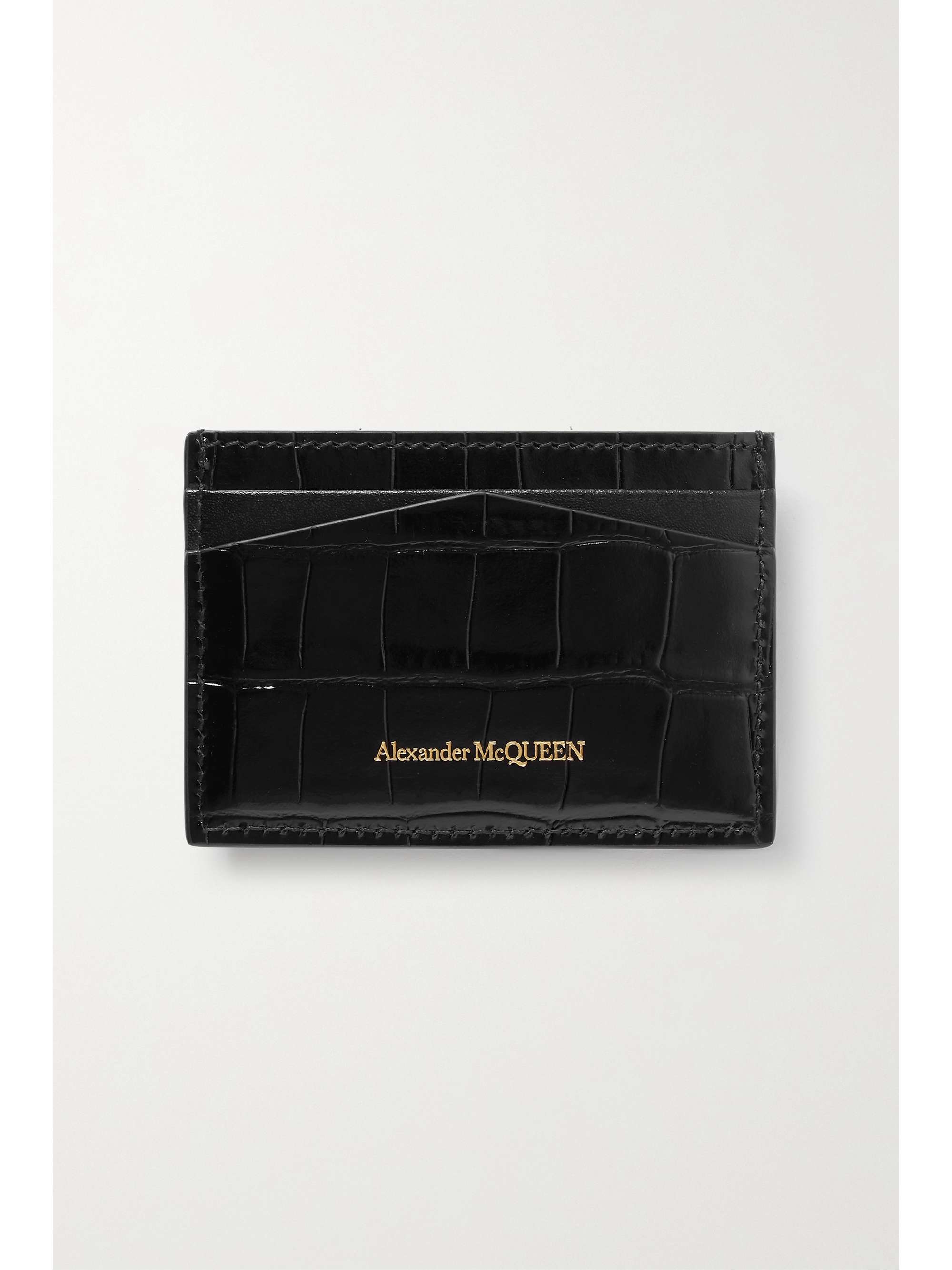 ALEXANDER MCQUEEN Skull croc-effect leather cardholder