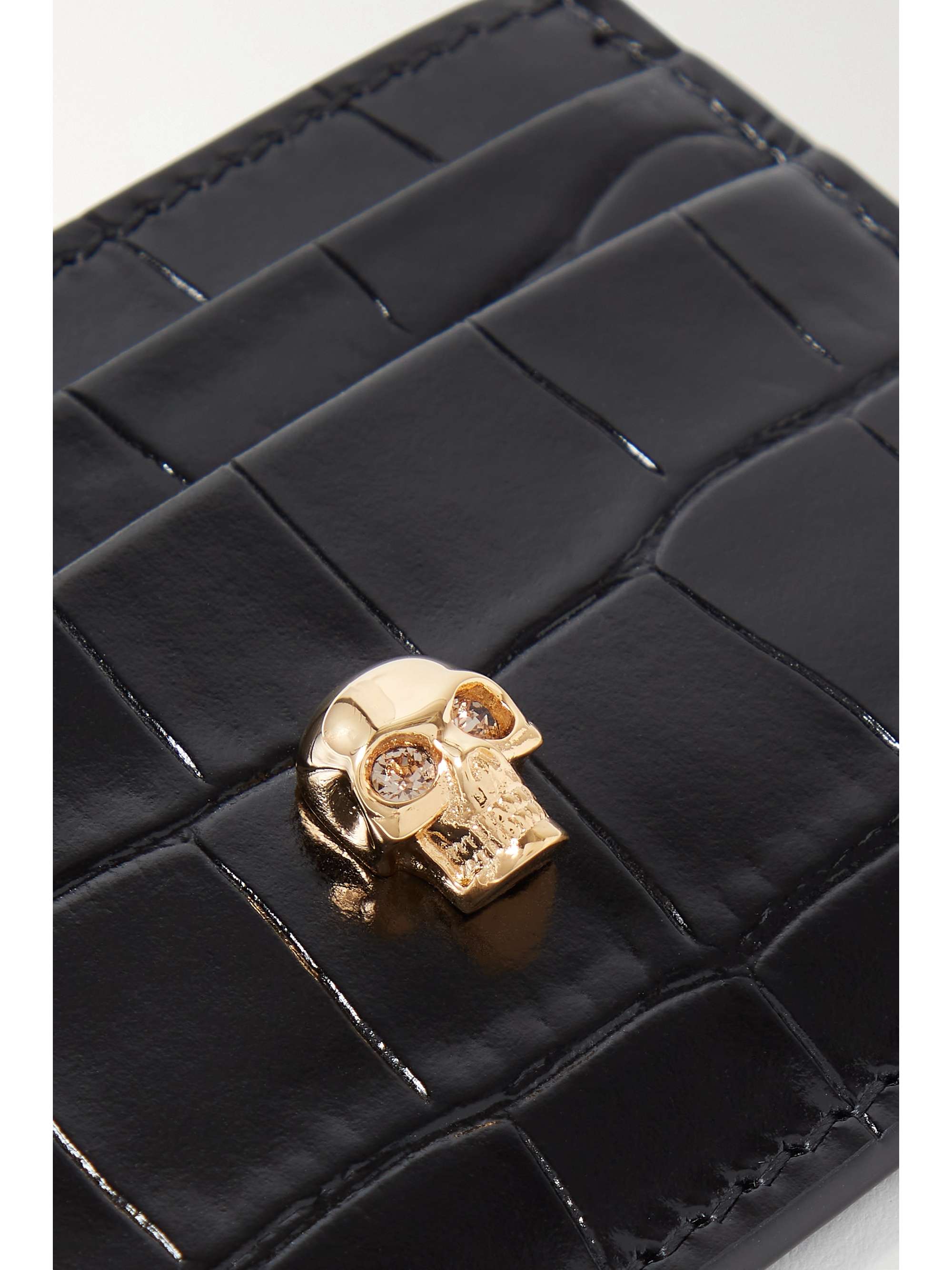 ALEXANDER MCQUEEN Skull croc-effect leather cardholder