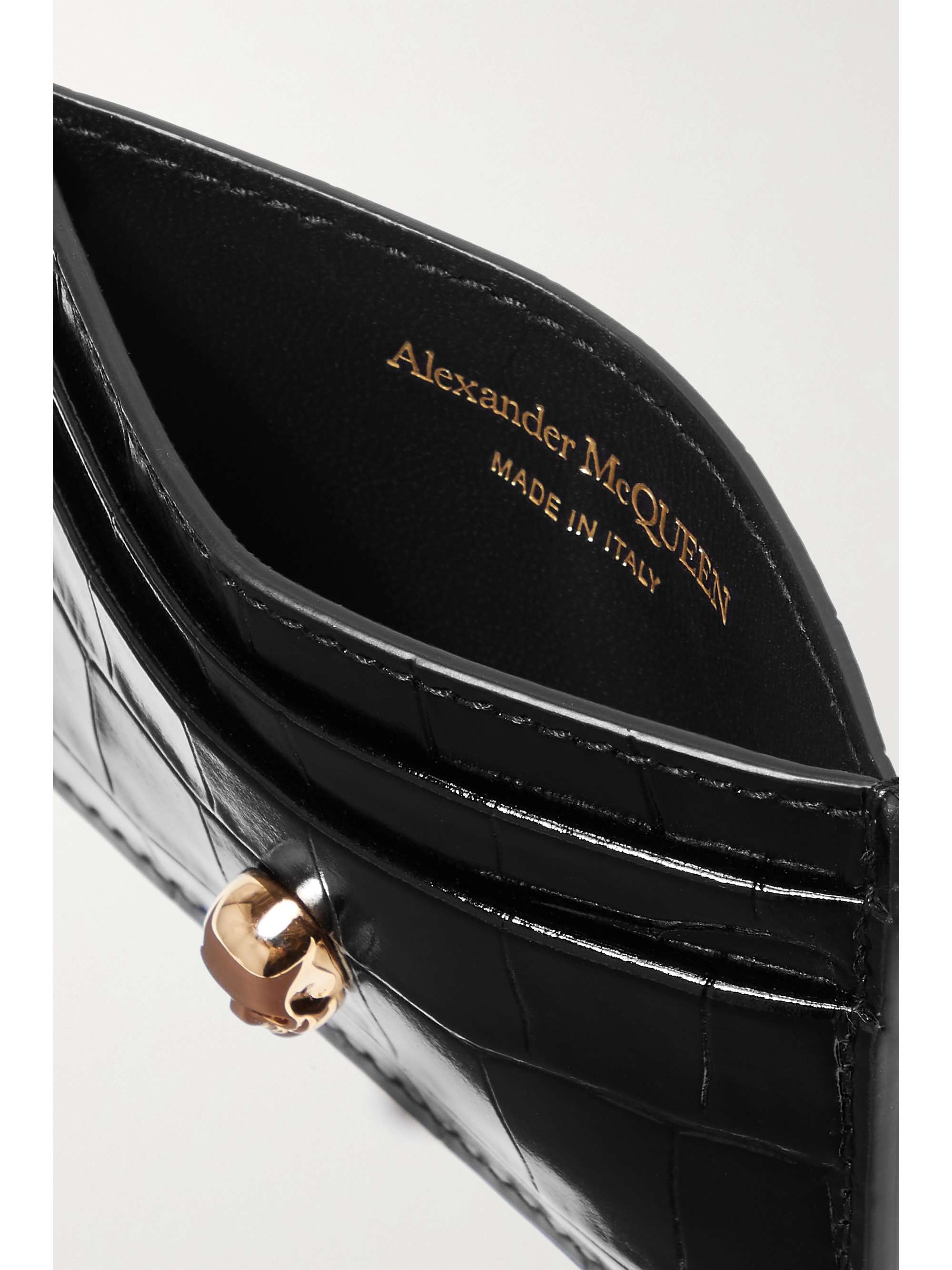 ALEXANDER MCQUEEN Skull croc-effect leather cardholder