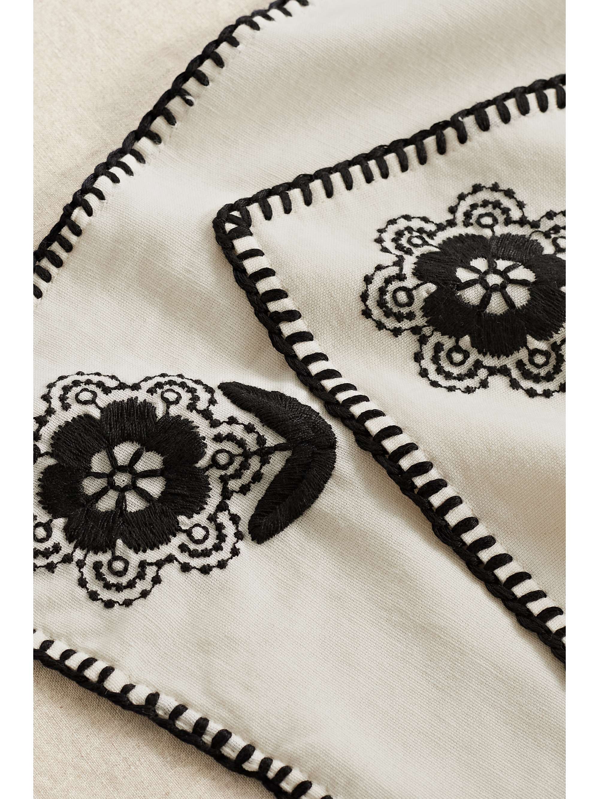 SEA Set de deux serviettes de table en coton à broderies et à points roulés