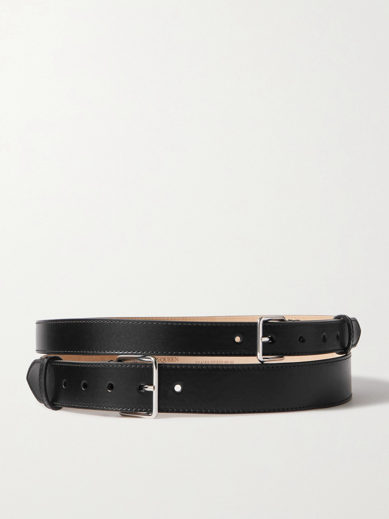 Shop Alexander Mcqueen Double Strap Leather Belt In Black