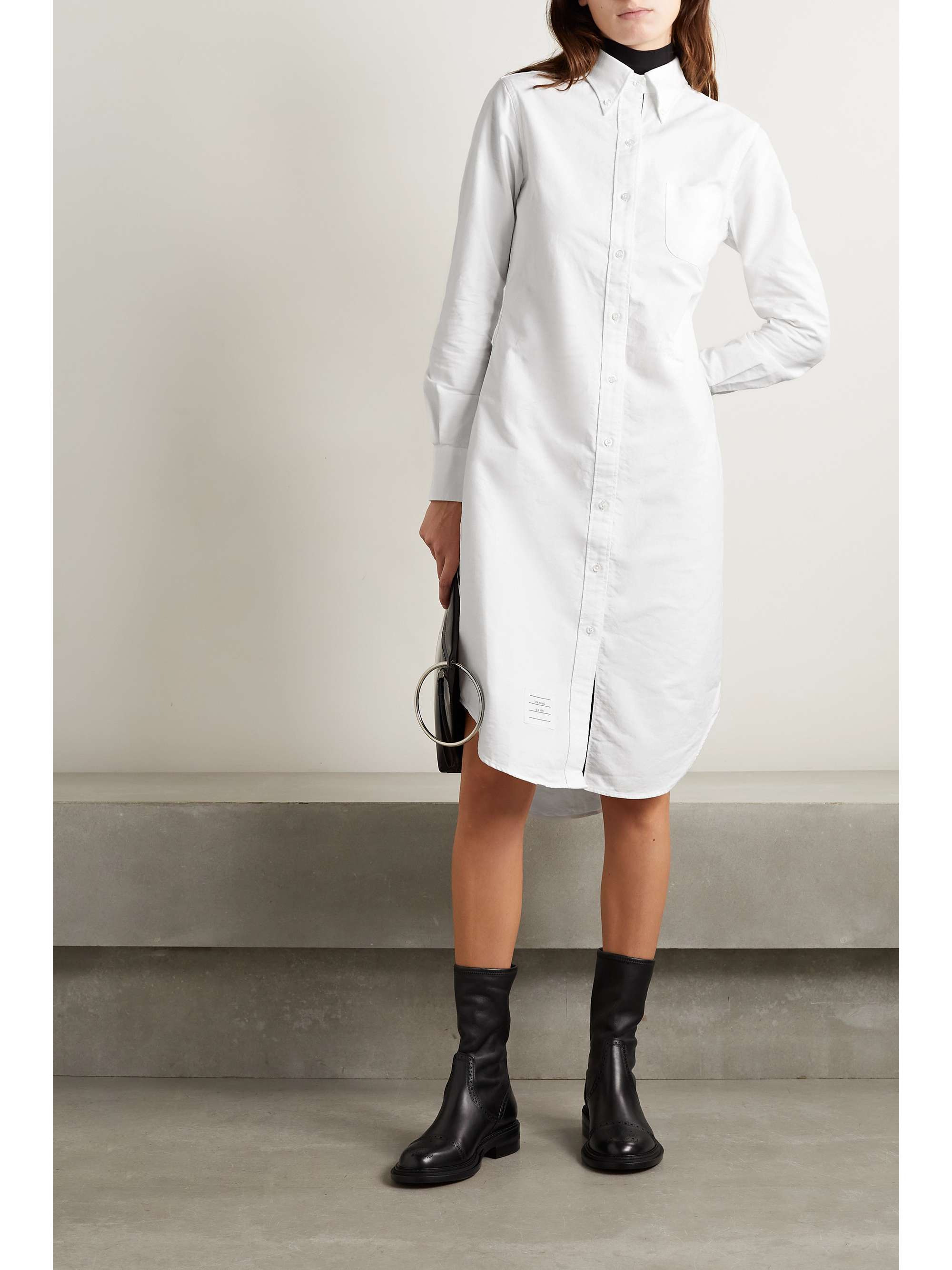 THOM BROWNE Appliquéd cotton Oxford shirt dress NETAPORTER