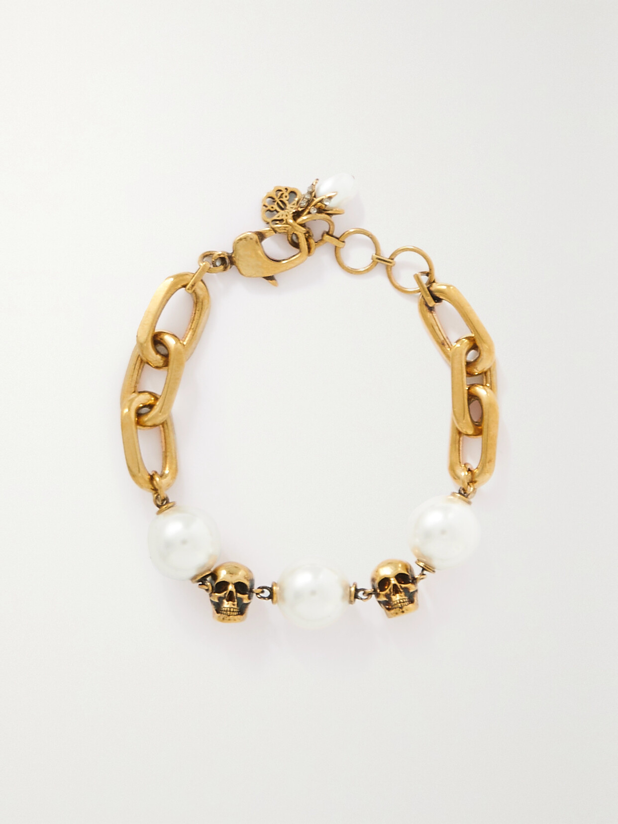 Alexander McQueen - Gold-tone, Swarovski Pearl And Crystal Bracelet - one size