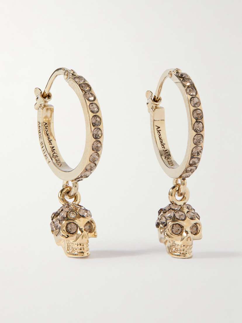 McQueen Silver-tone Crystal Hoop Earrings