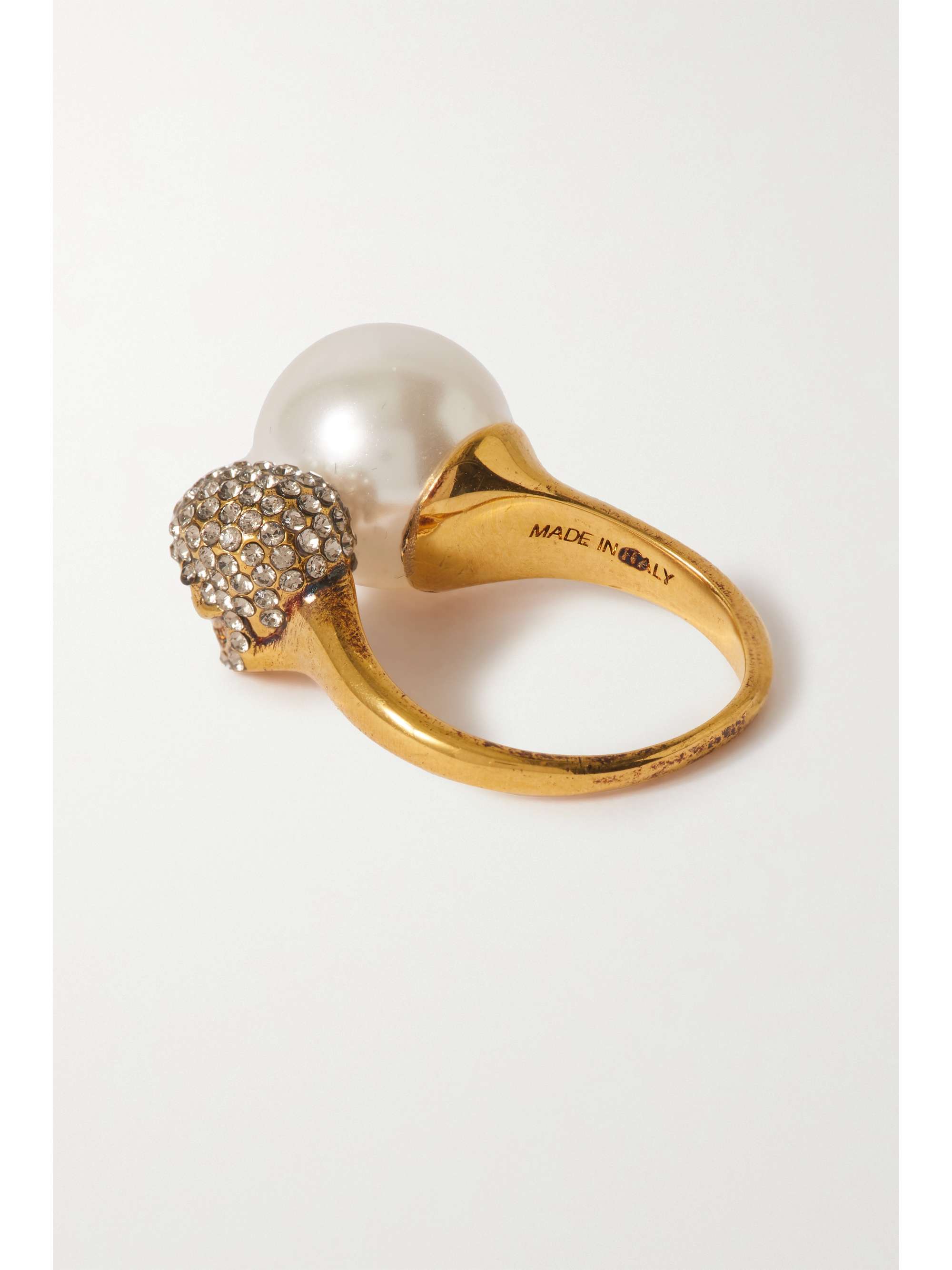 ALEXANDER MCQUEEN Gold-tone, Swarovski crystal and faux pearl ring