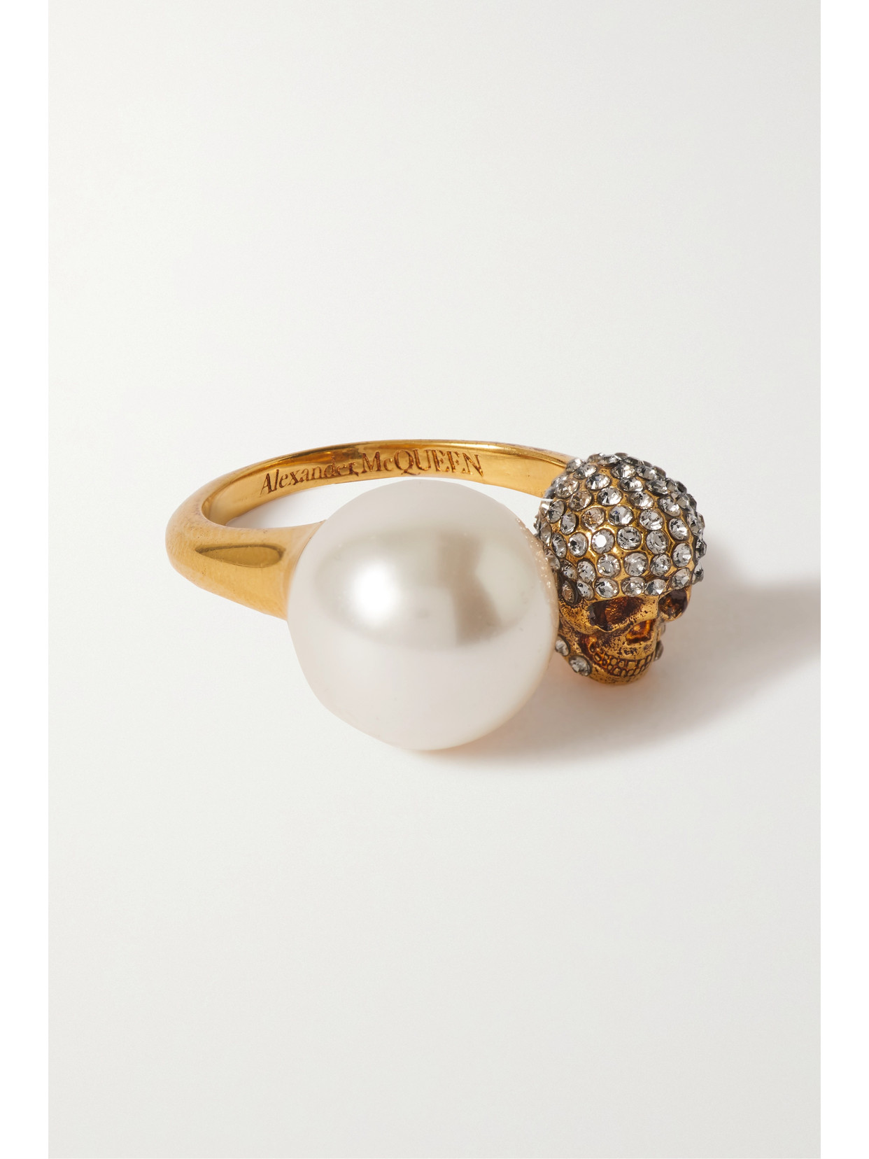 Alexander McQueen - Gold-tone, Swarovski Crystal And Faux Pearl Ring - 17