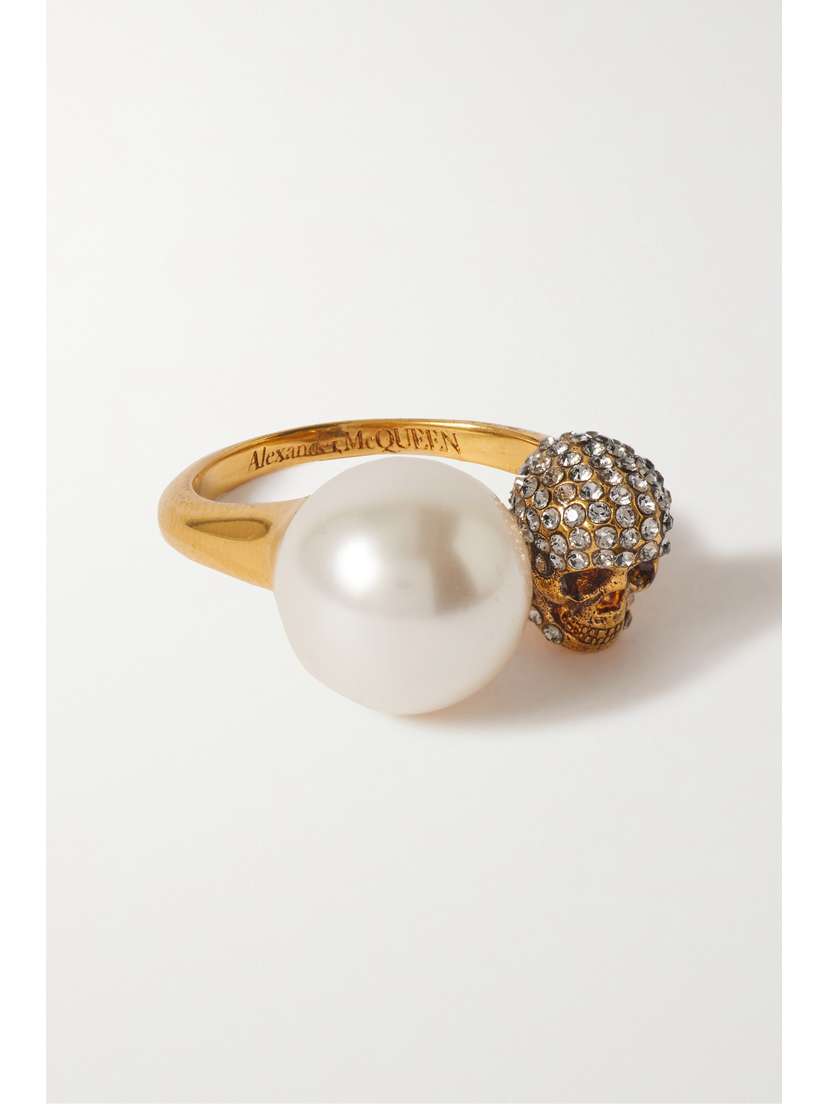 Alexander McQueen -tone, Swarovski Crystal And Faux Pearl Ring