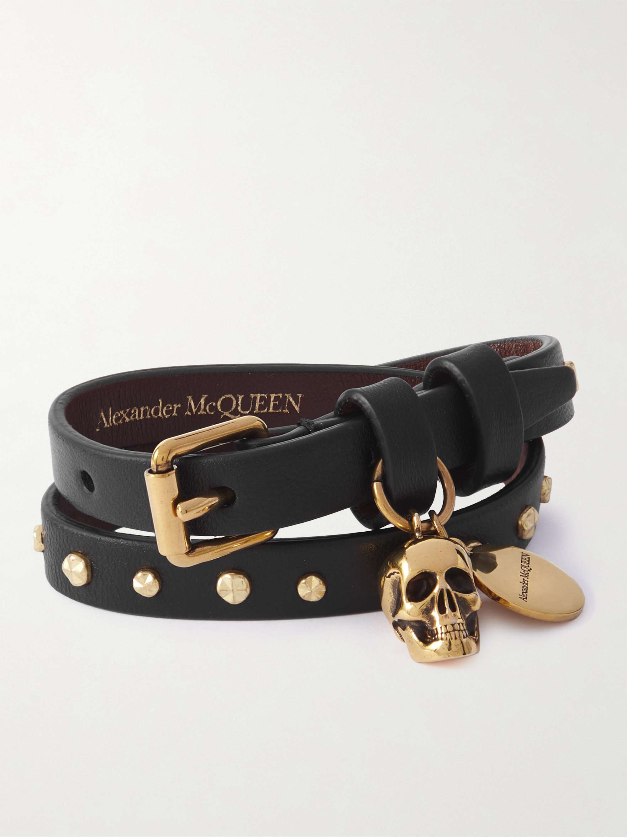 ALEXANDER MCQUEEN Leather and gold-tone bracelet | NET-A-PORTER