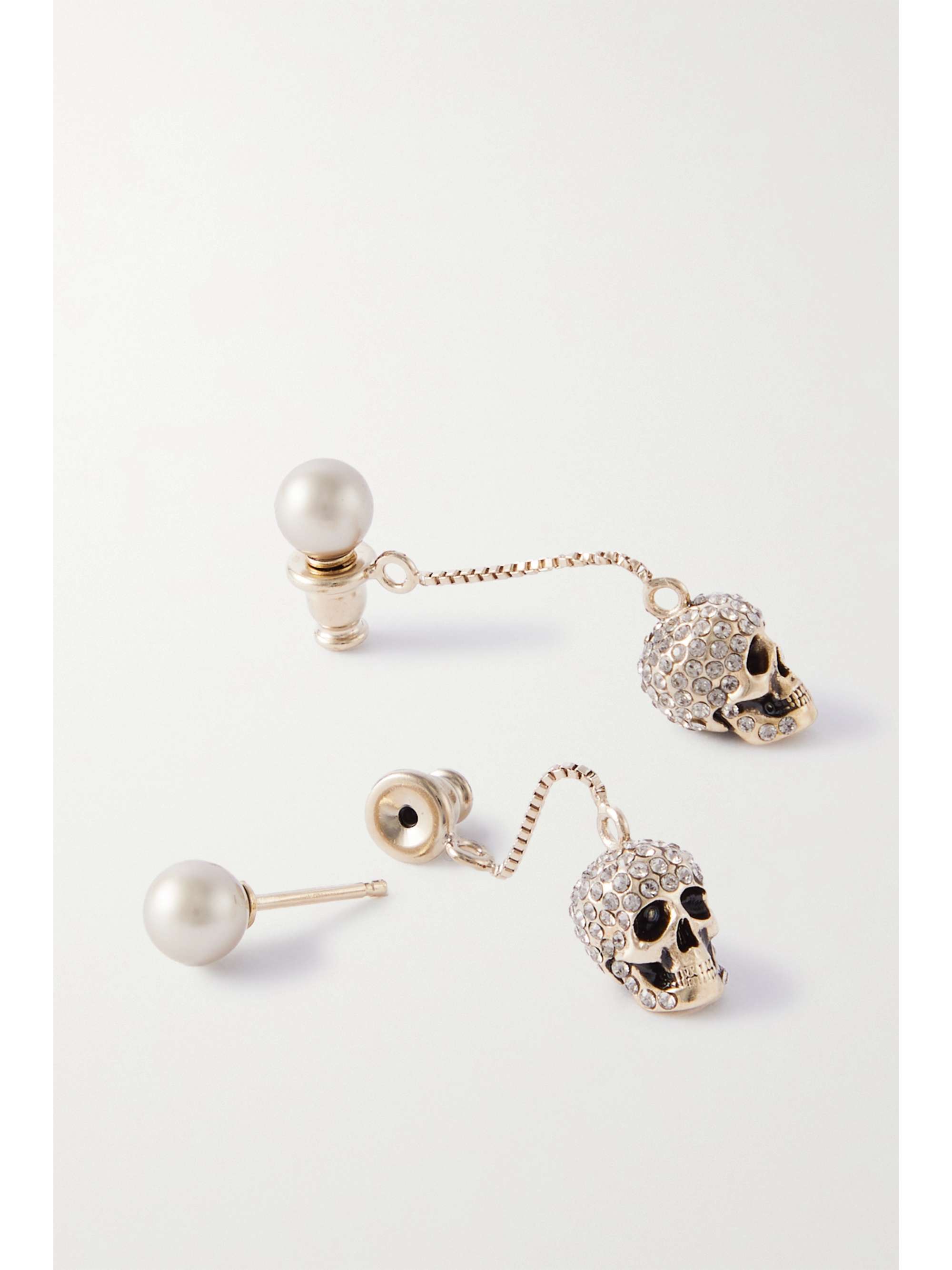 ALEXANDER MCQUEEN Gold-tone, Swarovski crystal and faux pearl earrings ...