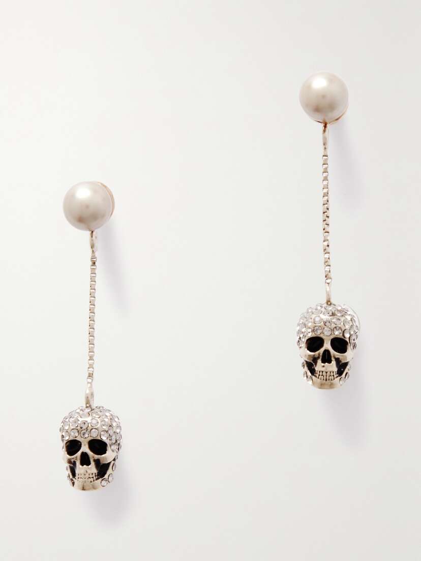 McQueen tone, Swarovski Crystal And Faux Pearl Earrings
