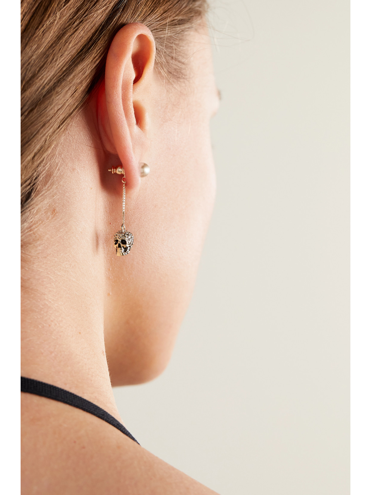 Alexander Mcqueen Gold-tone, Swarovski Crystal And Faux Pearl Earrings In Gold