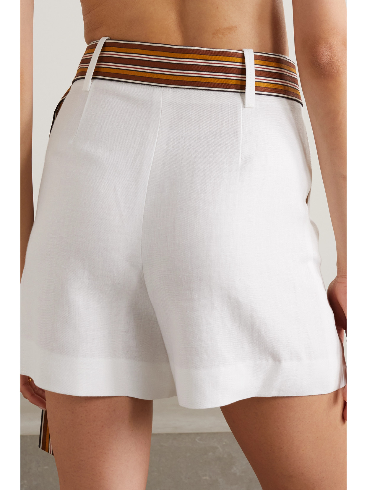 Shop Loro Piana Antigua Belted Linen Shorts In White