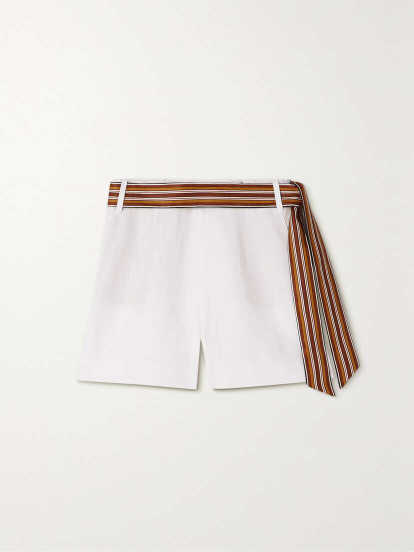 Loro Piana Antigua Belted Linen Shorts