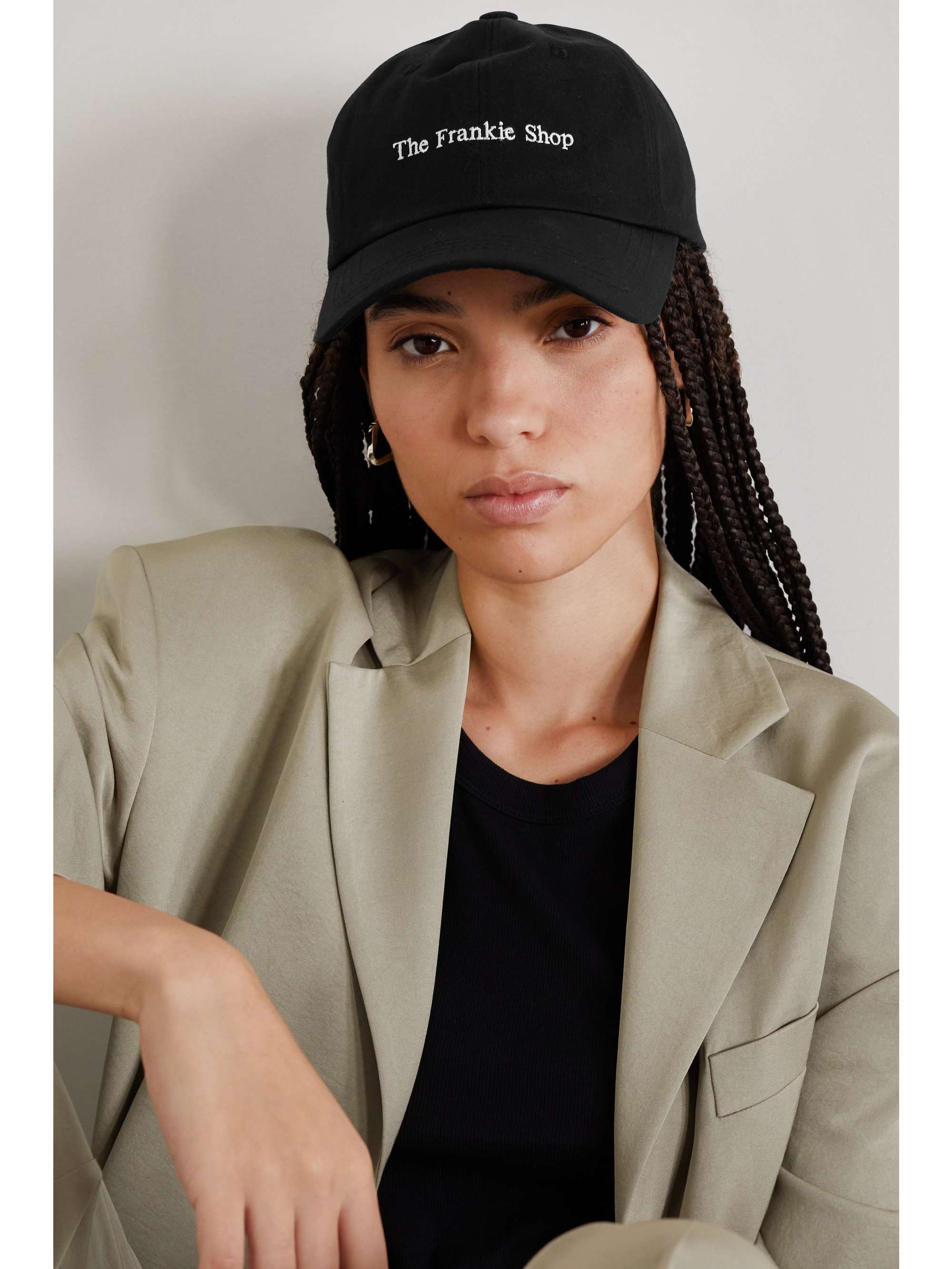 Black Frankie embroidered cotton-twill 