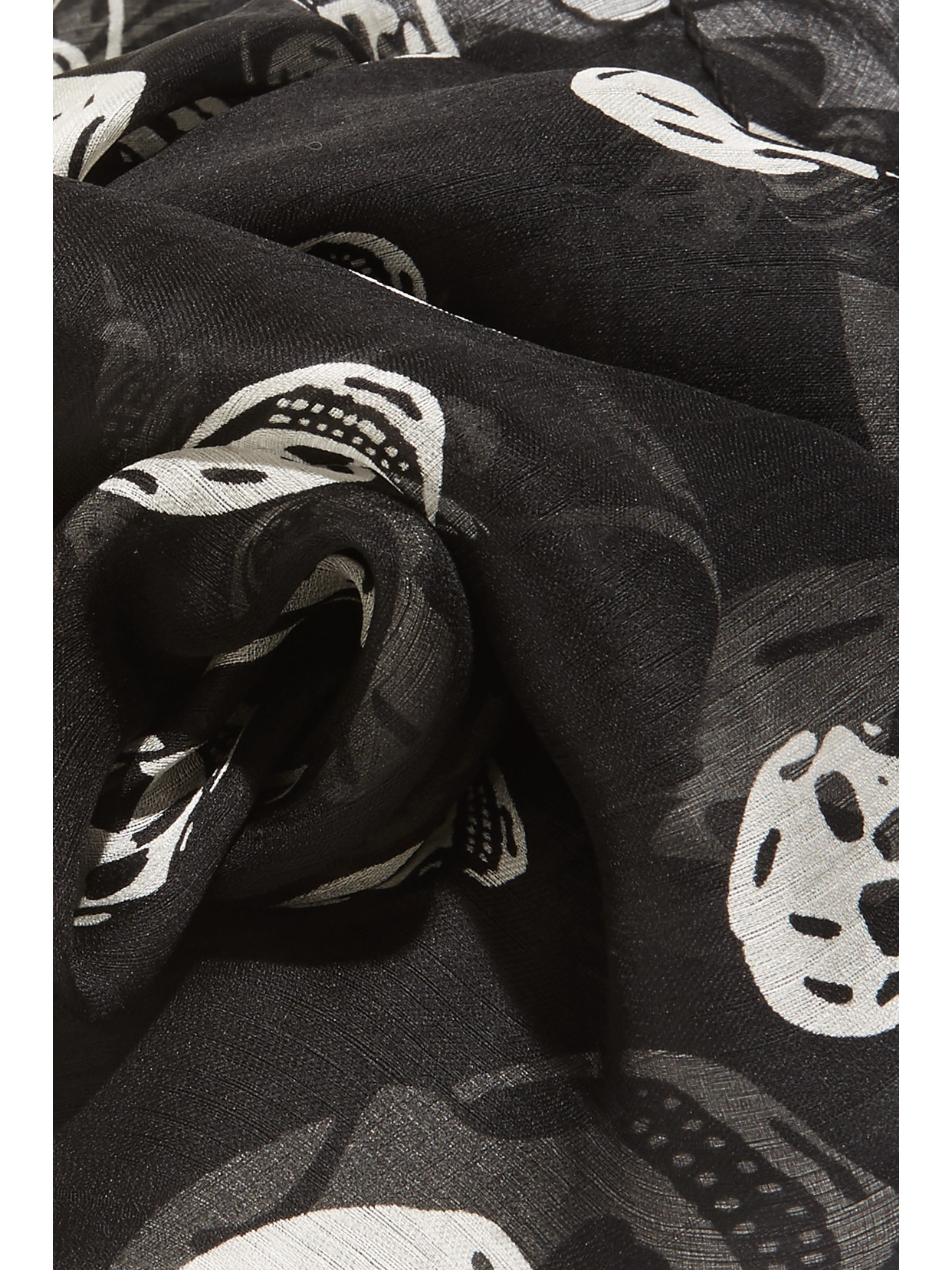 Alexander Mcqueen Printed Silk-chiffon Scarf In Black