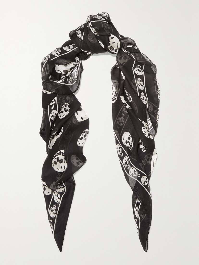 McQueen Printed Silk-chiffon Scarf