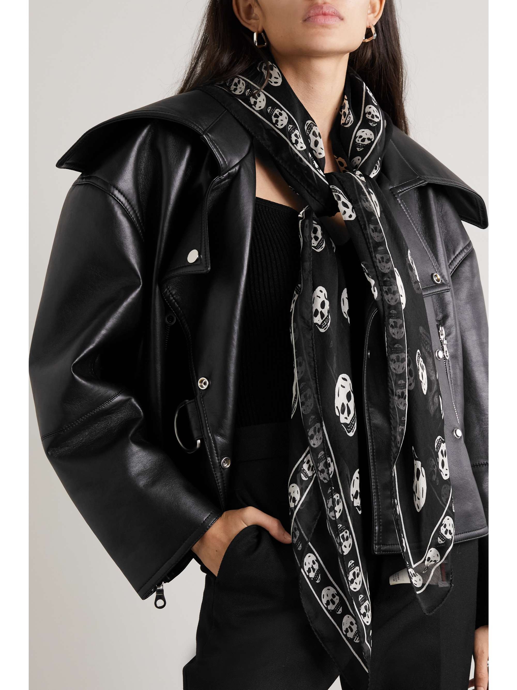 MCQUEEN シルクシフォン スカーフ プリント入り | NET-A-PORTER