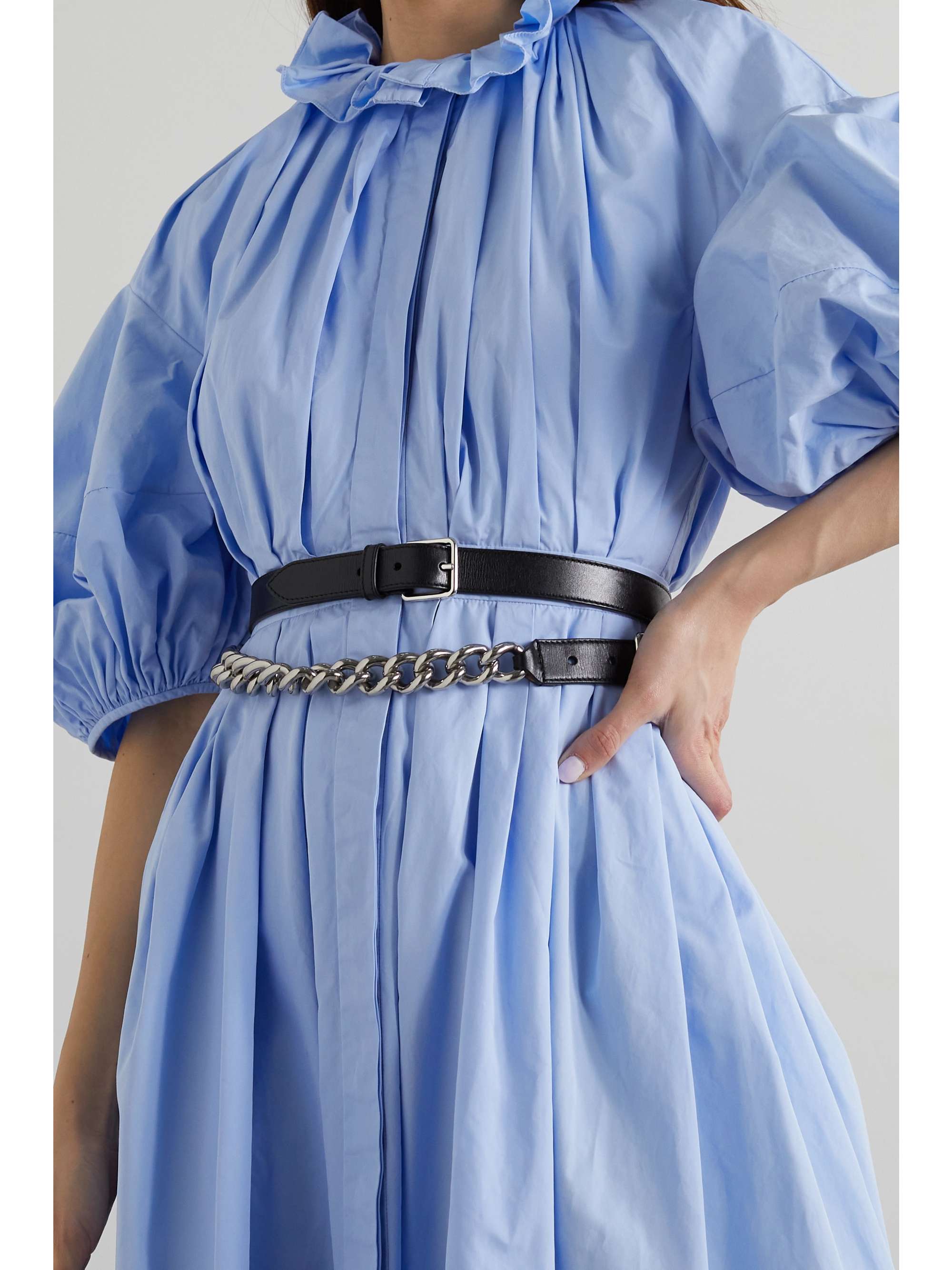 ALEXANDER MCQUEEN Chain-trimmed leather belt