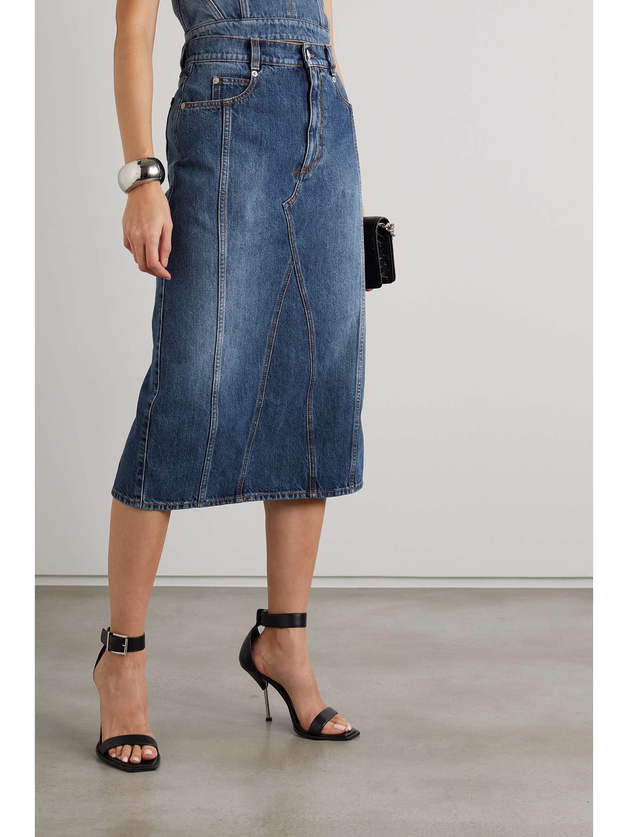 Blue Denim midi skirt | ALEXANDER 