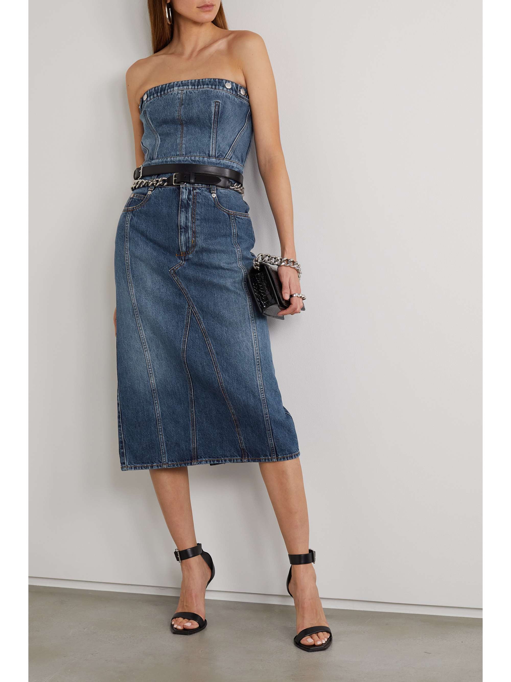 Blue Denim midi skirt | ALEXANDER 