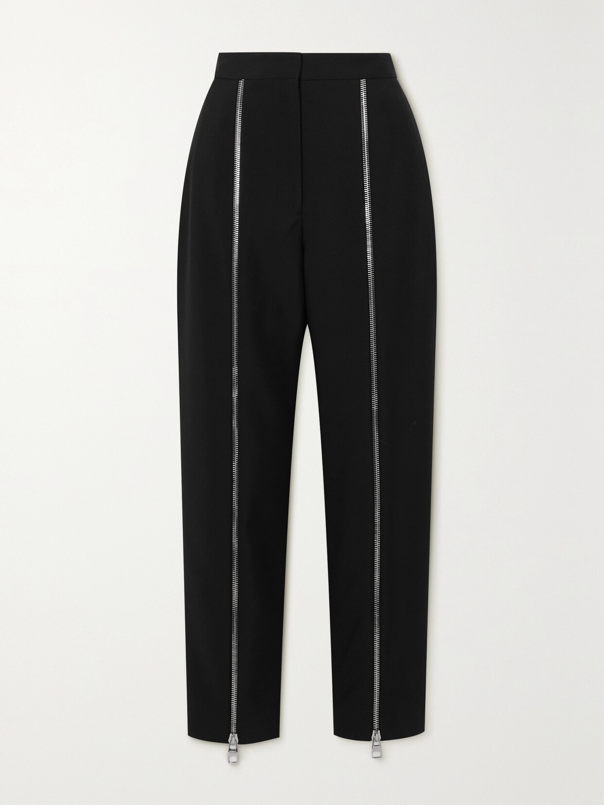 Alexander Mcqueen Decorative Zip-detail Wool Tailored Trousers In Black