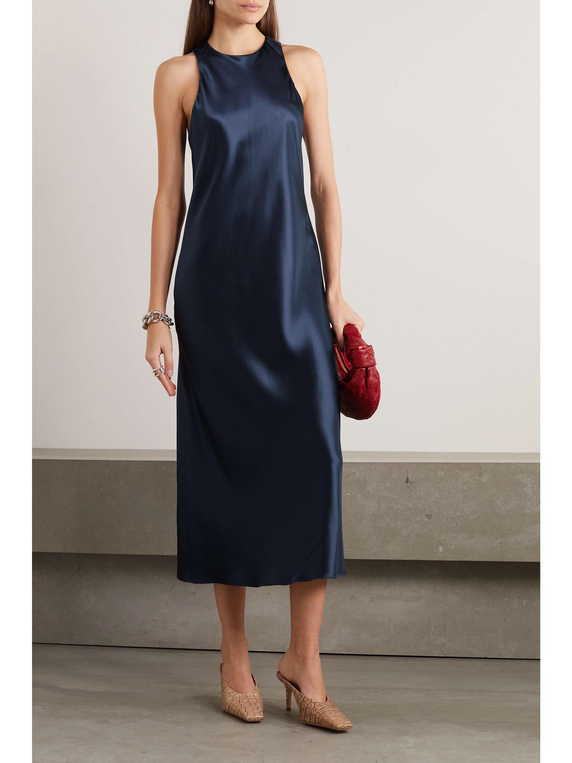 TIBI Silk-satin midi dress