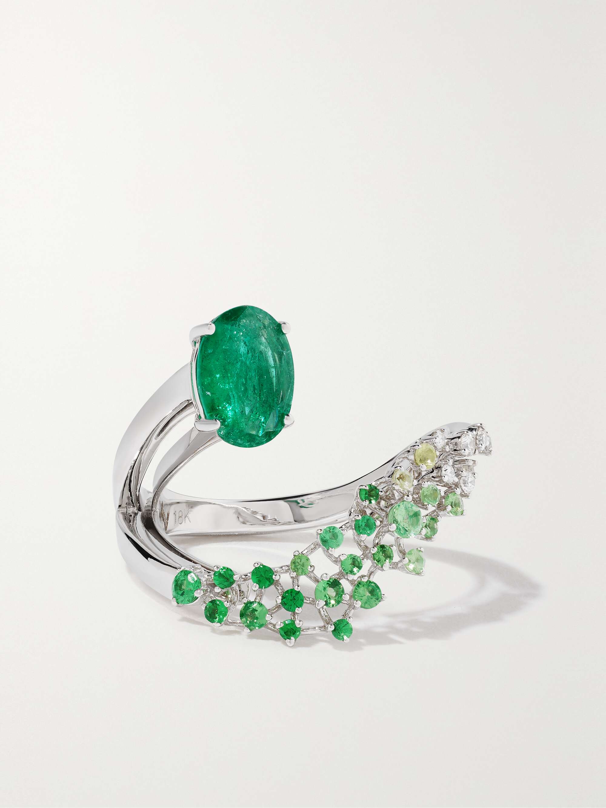 White gold Scatter 18karat white gold multistone ring ANANYA NET