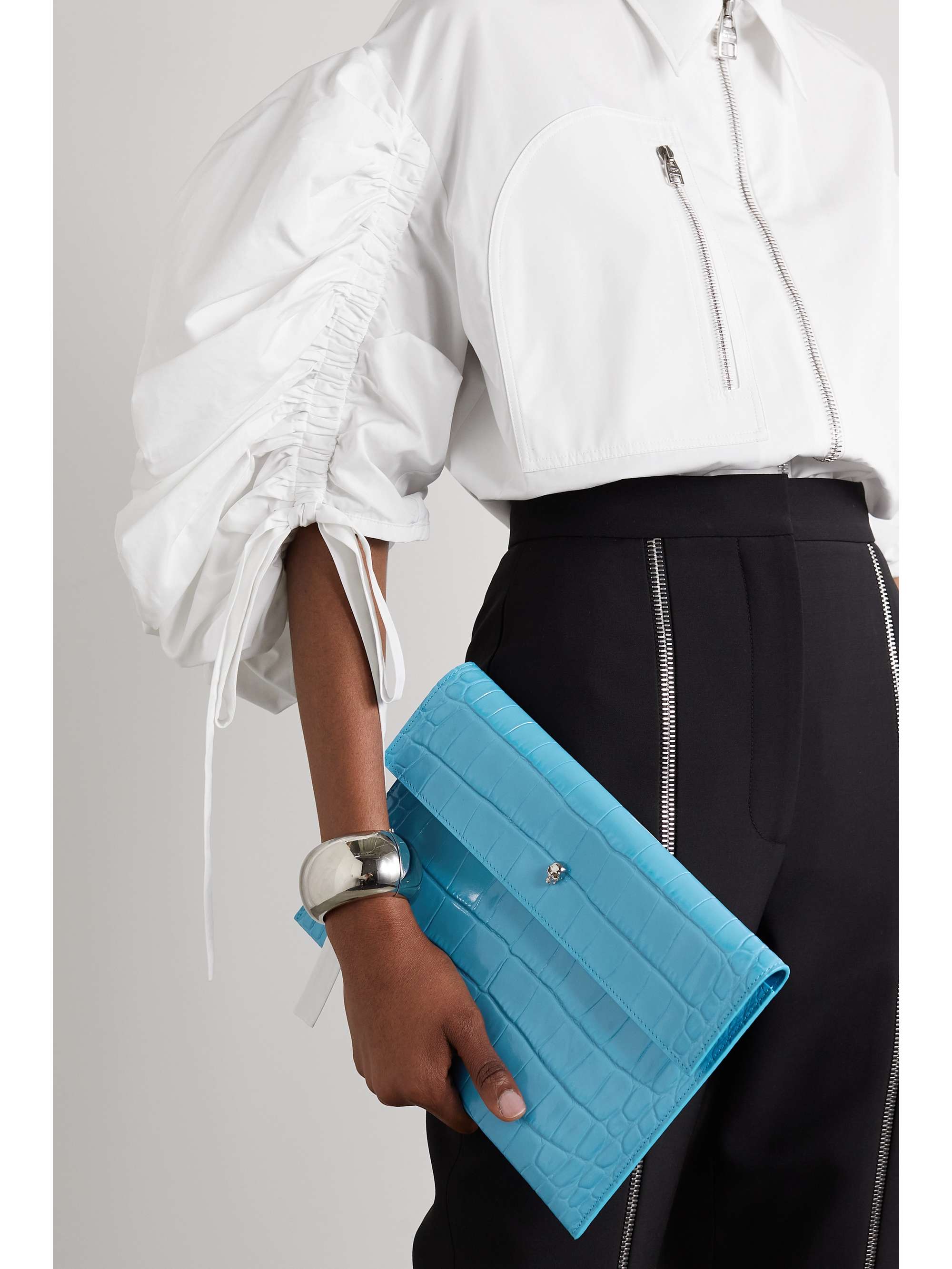 ALEXANDER MCQUEEN Envelope croc-effect leather pouch