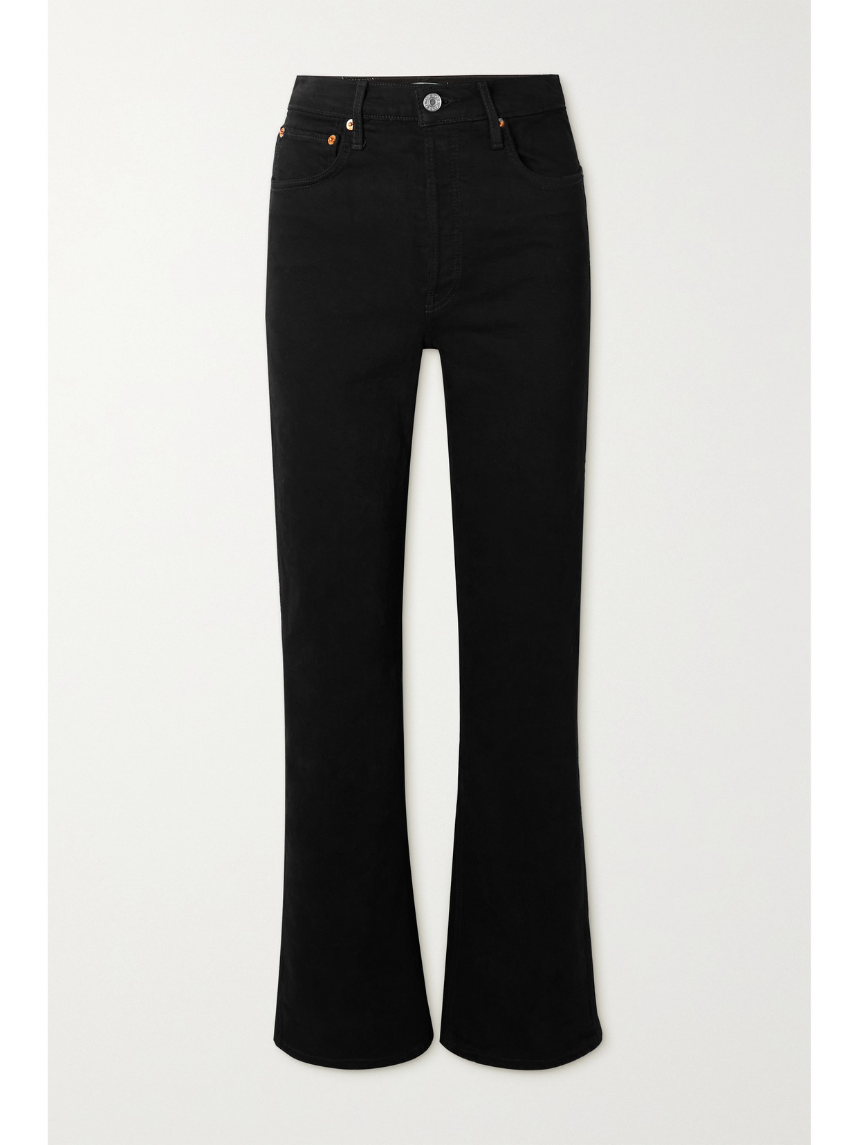Re/done 90s Distressed High-rise Straight Jeans In Black