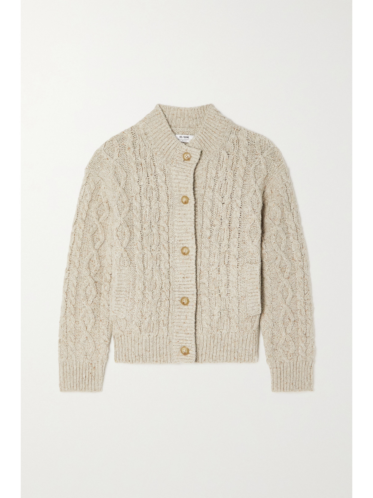 RE/DONE 80s Cable-knit Recycled Wool-blend Cardigan - Ivory