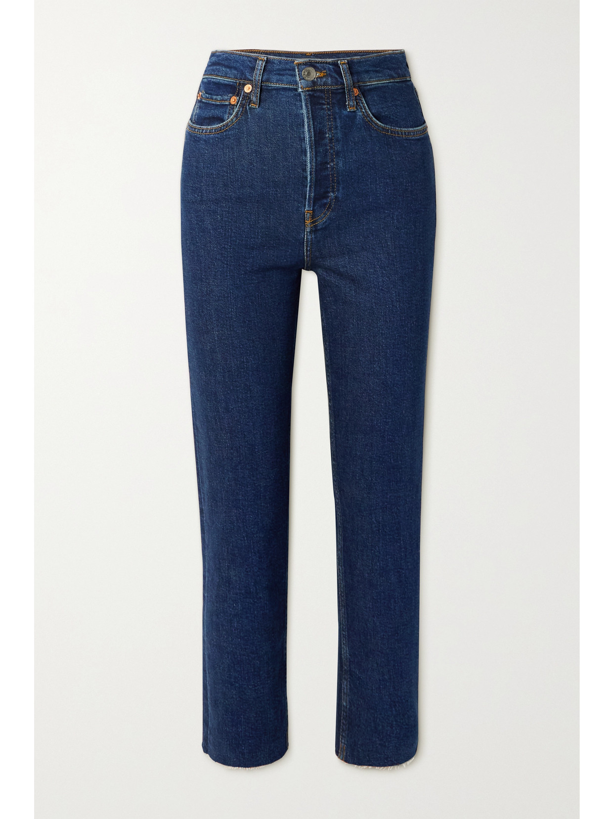 Re/done 70s Stove Pipe High-rise Straight-leg Jeans In Blue