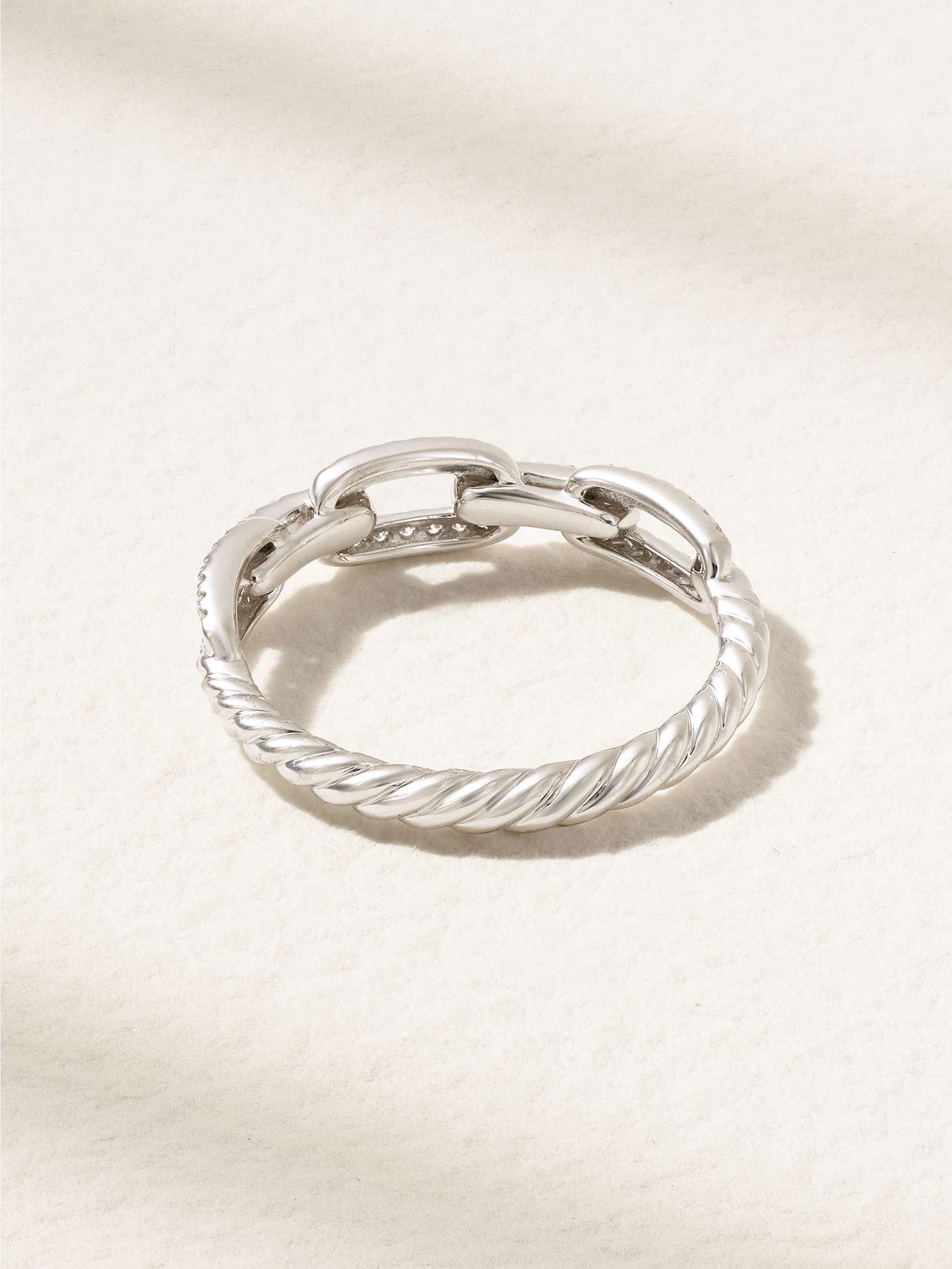 DAVID YURMAN Stax Chain Link 18-karat white gold diamond ring
