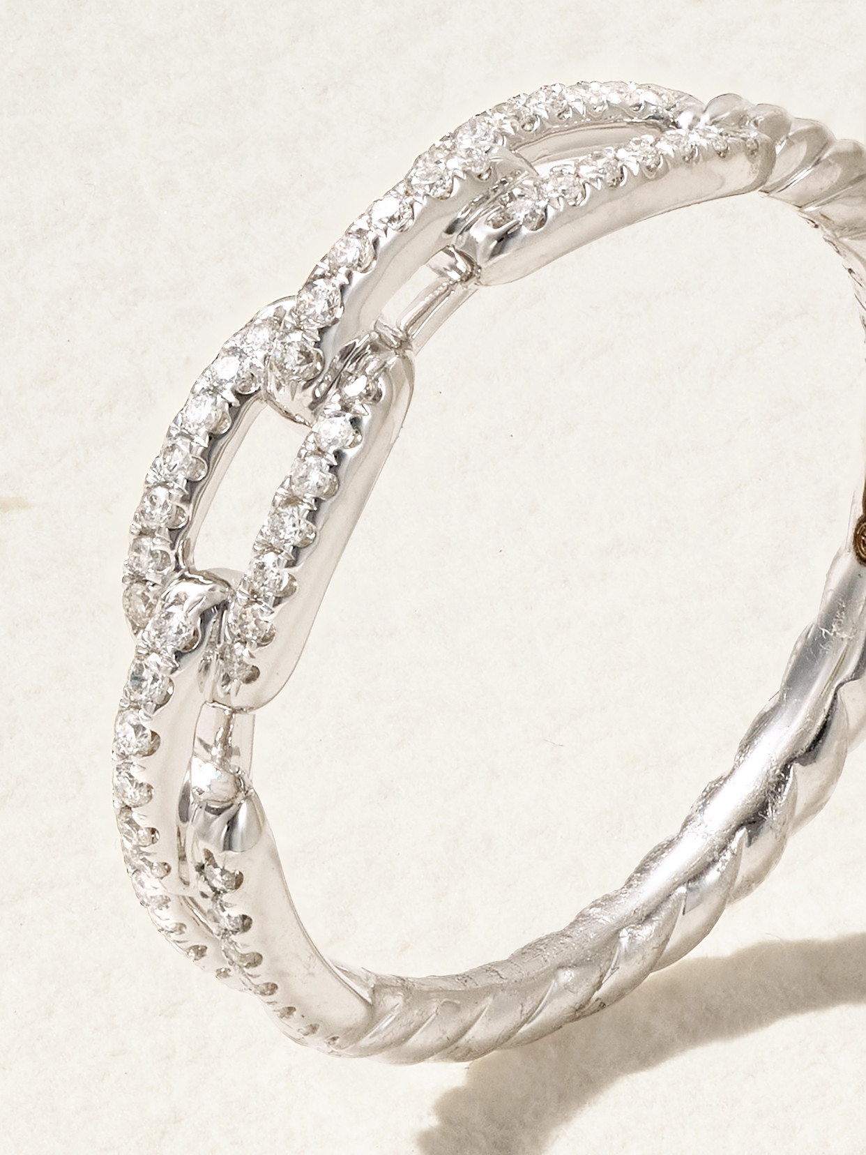 DAVID YURMAN STAX CHAIN LINK 18-KARAT WHITE GOLD DIAMOND RING