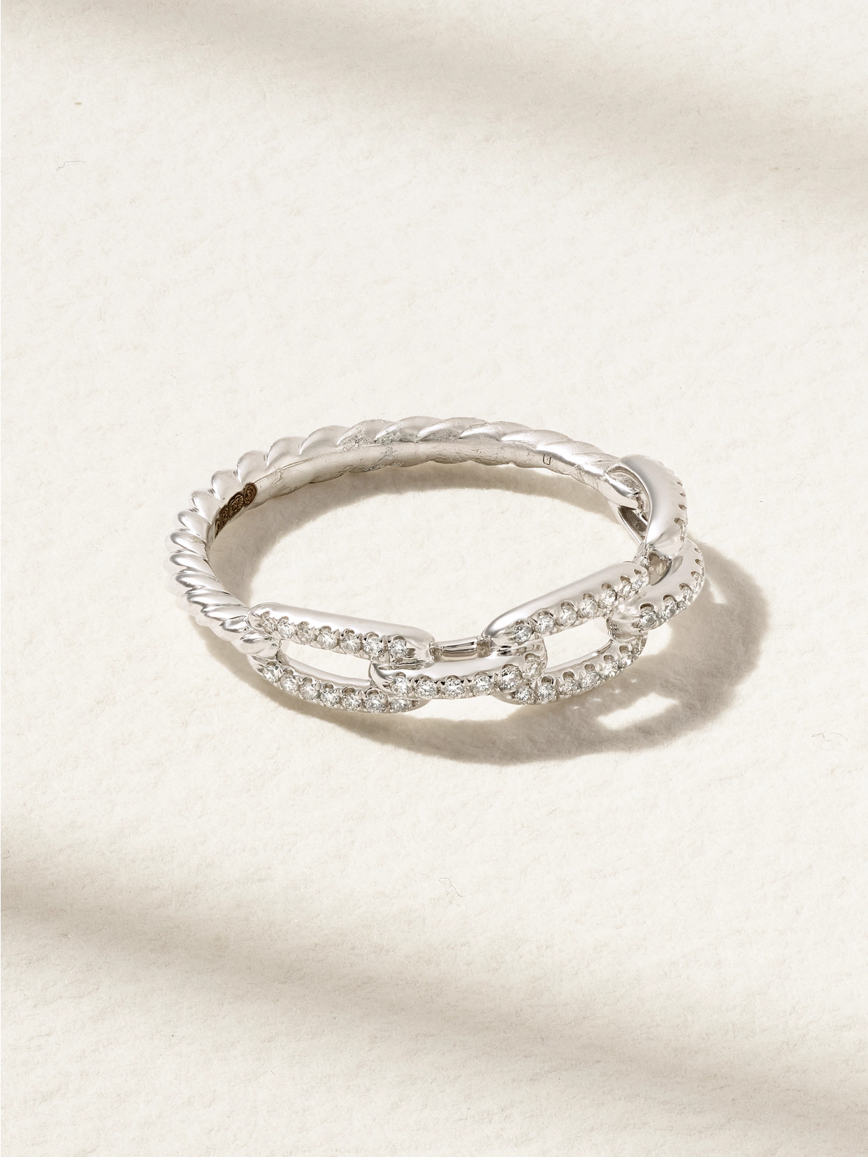 David Yurman Stax Chain Link 18-karat White Gold Diamond Ring