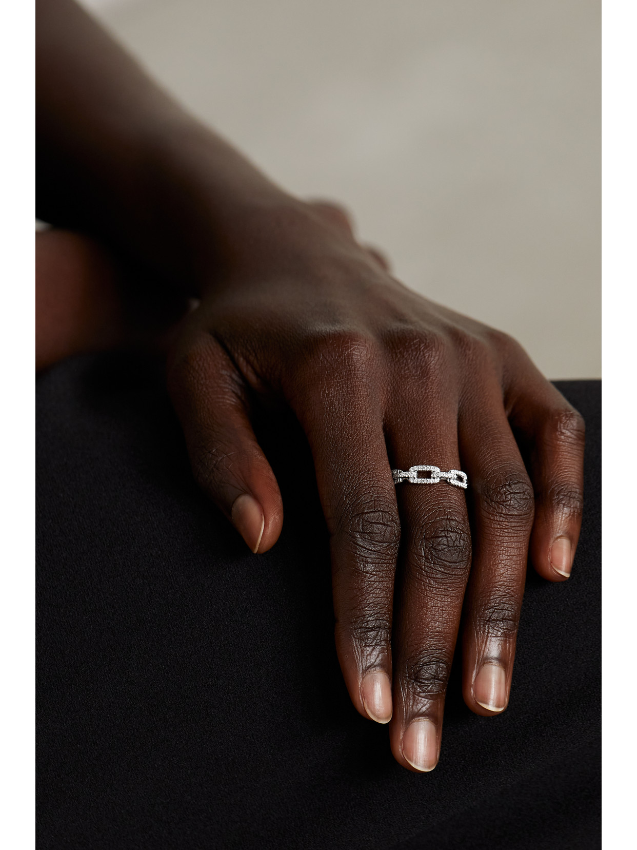 DAVID YURMAN STAX CHAIN LINK 18-KARAT WHITE GOLD DIAMOND RING