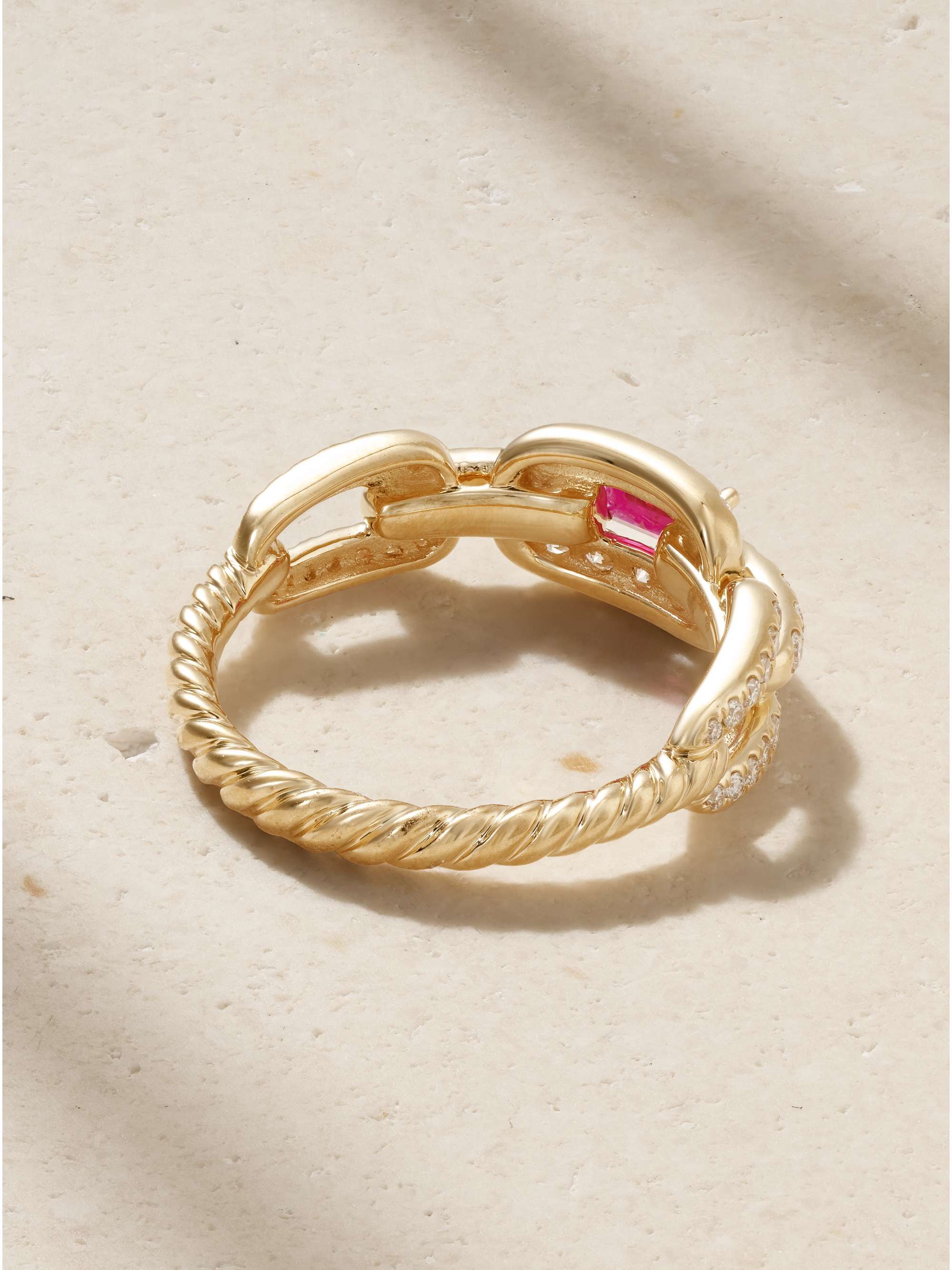 DAVID YURMAN Stax 18-karat gold, diamond and ruby ring