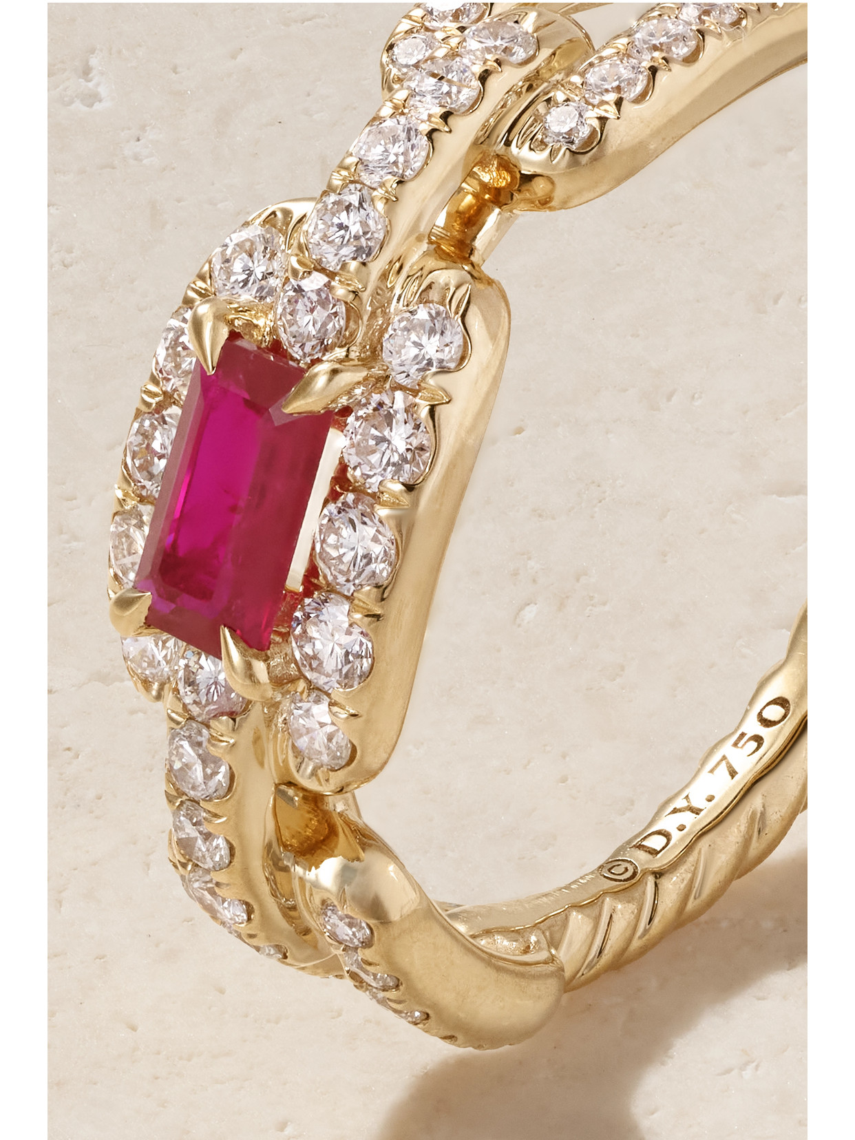 DAVID YURMAN STAX 18-KARAT GOLD, DIAMOND AND RUBY RING